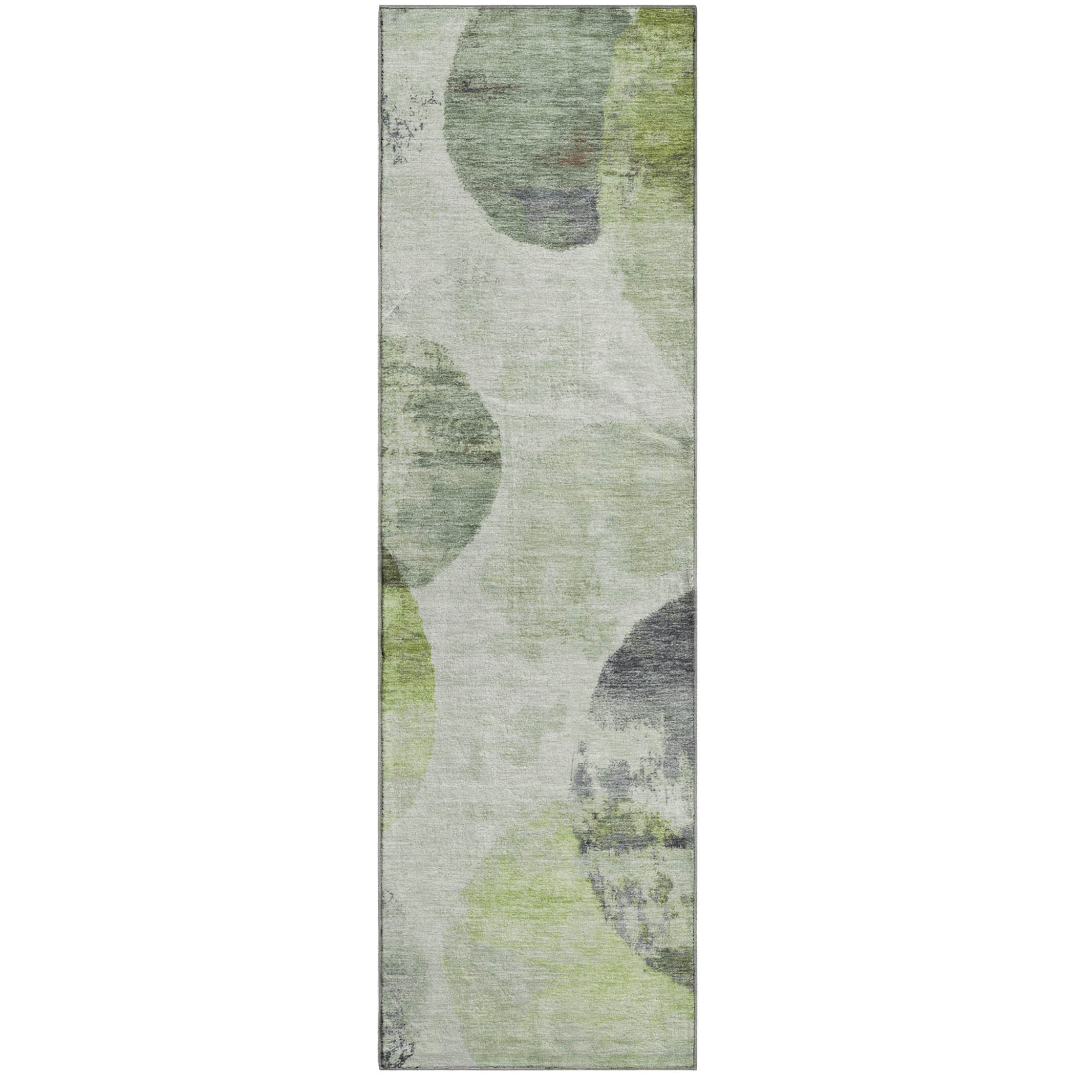 Budapest Machine Washable Contemporary Aloe Green Rug 2'3" x 7'6" #shape_Runner