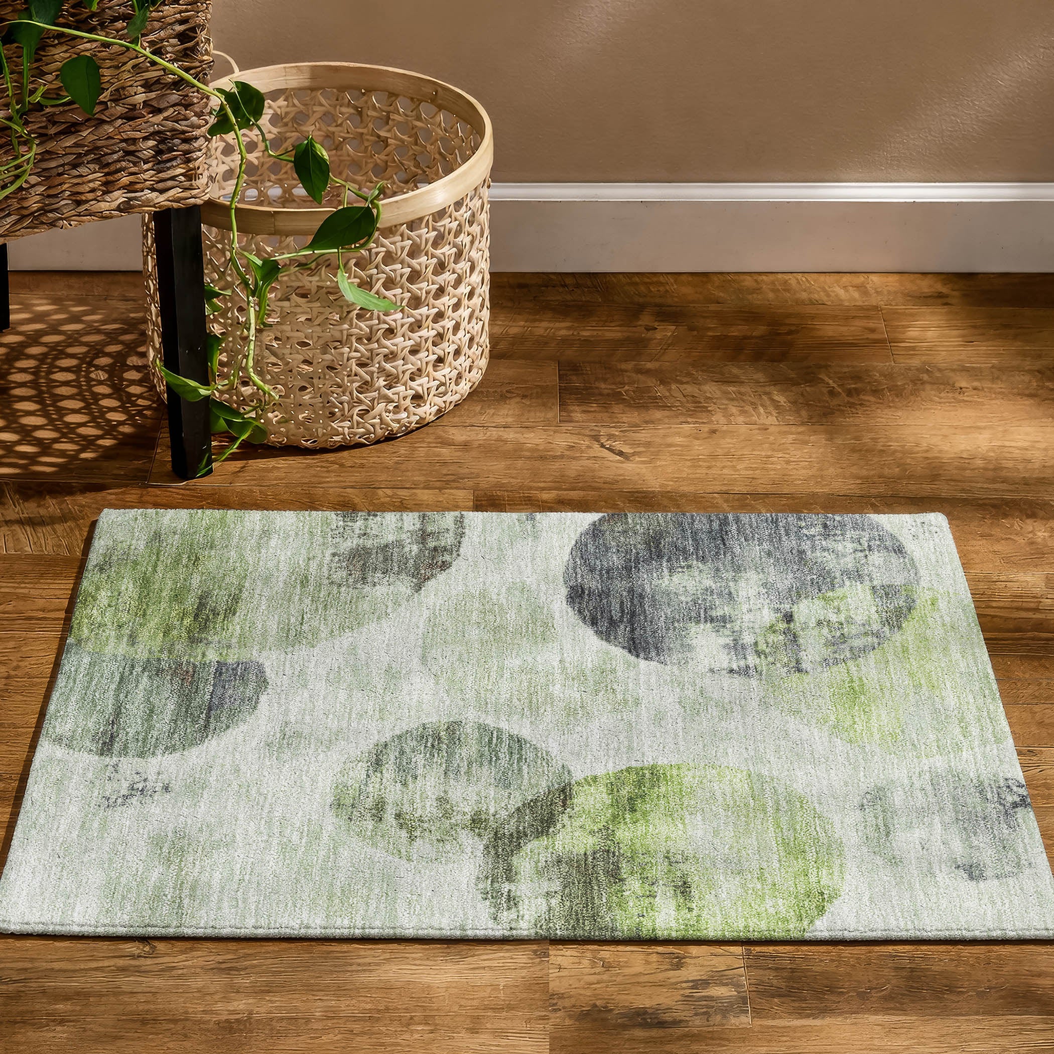 Budapest Machine Washable Contemporary Aloe Green Rug 1'8" x 2'6" #shape_Rectangle