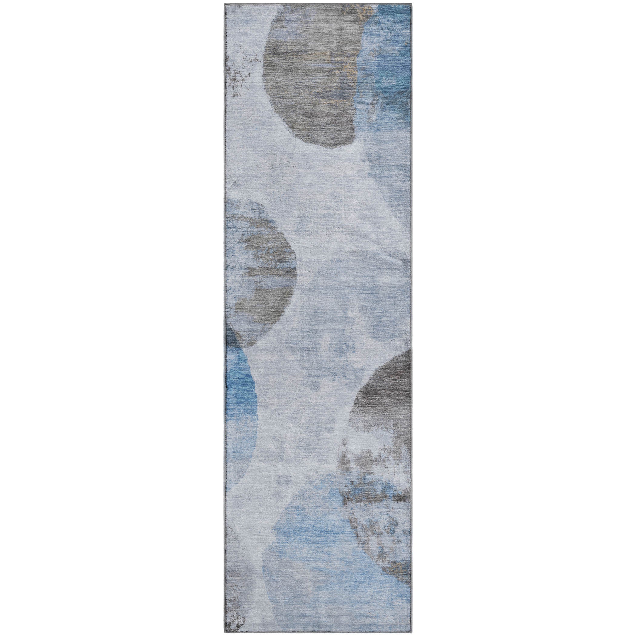 Budapest Machine Washable Contemporary Denim Blue Rug 2'3" x 7'6" #shape_Runner