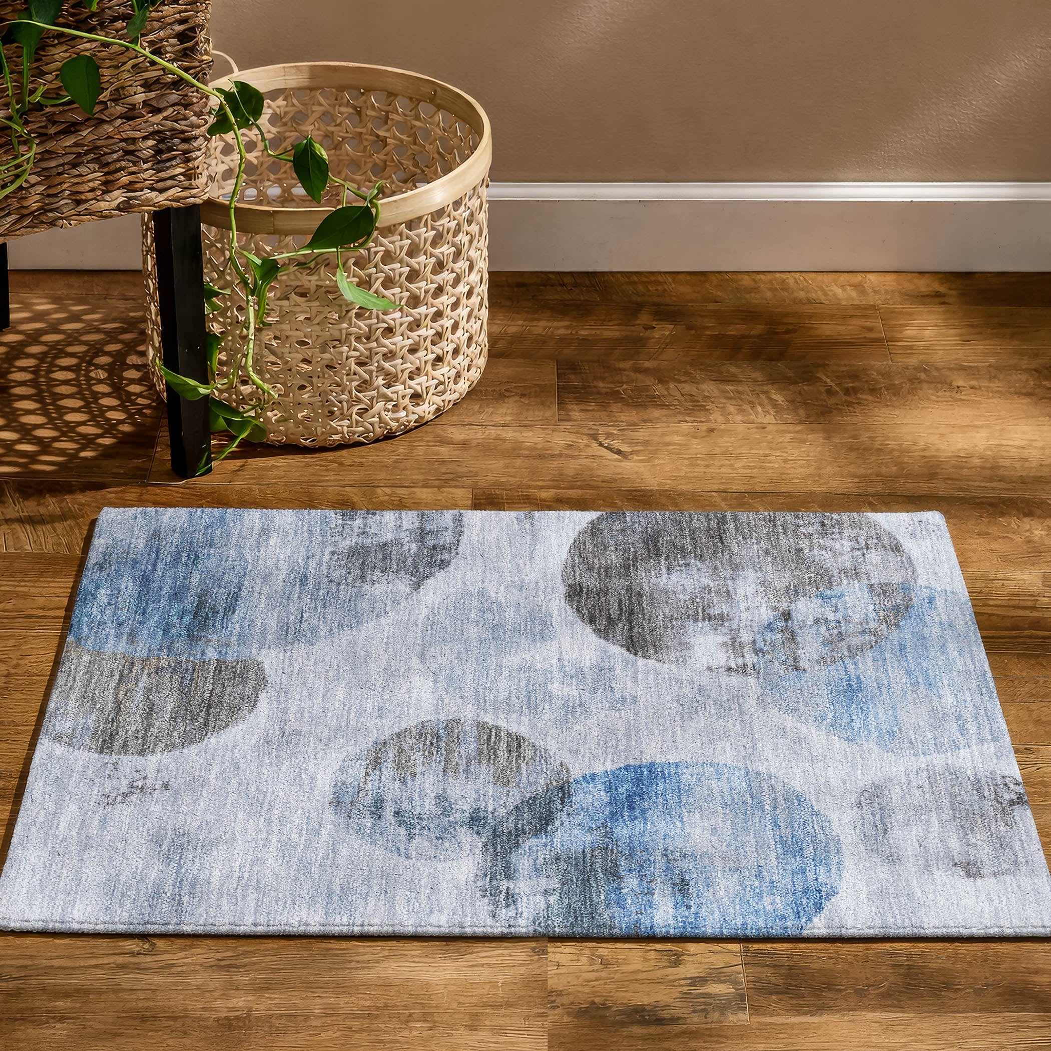 Budapest Machine Washable Contemporary Denim Blue Rug 1'8" x 2'6" #shape_Rectangle