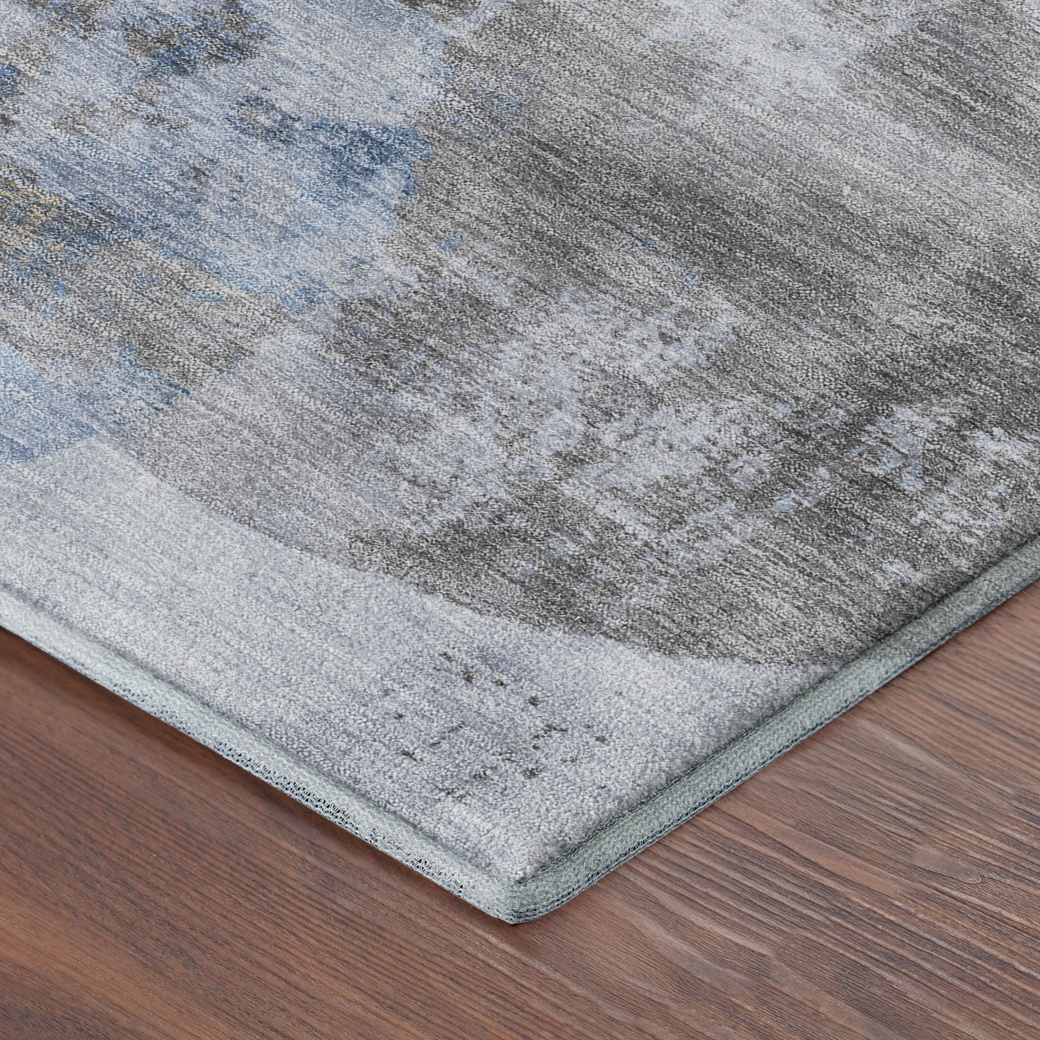 Budapest Machine Washable Contemporary Denim Blue Rug 1'8" x 2'6" #shape_Rectangle