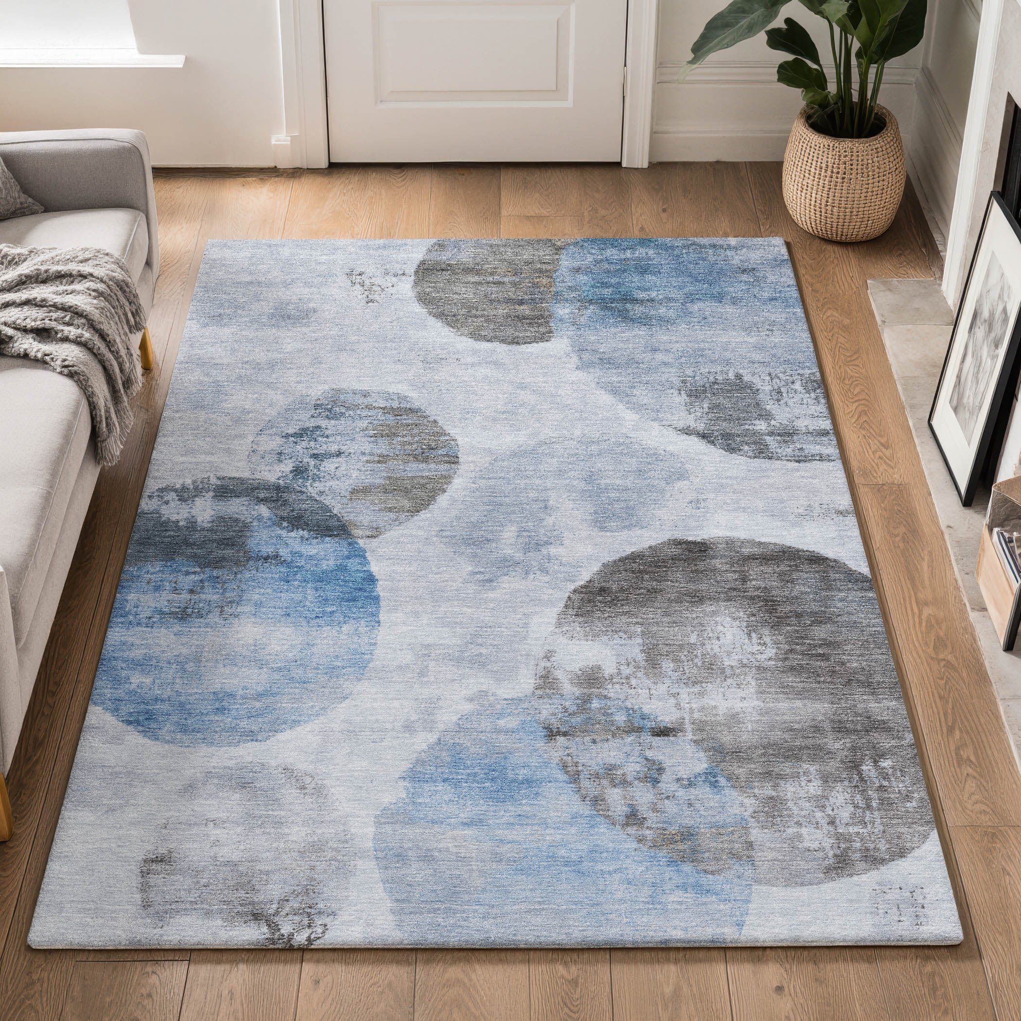 Budapest Machine Washable Contemporary Denim Blue Rug 3' x 5' #shape_Rectangle