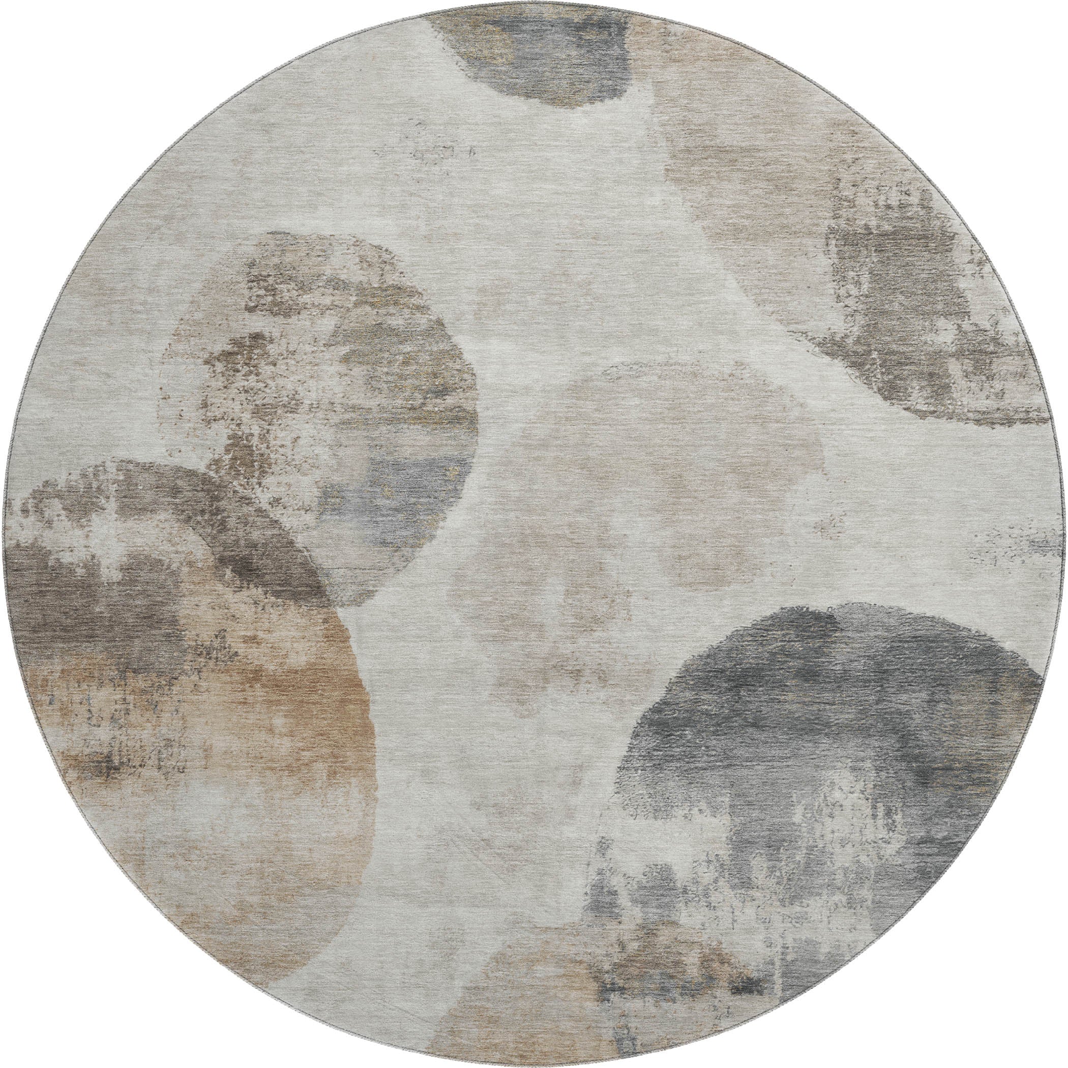 Budapest Machine Washable Contemporary Taupe Brown Rug 8' x 8' #shape_Round