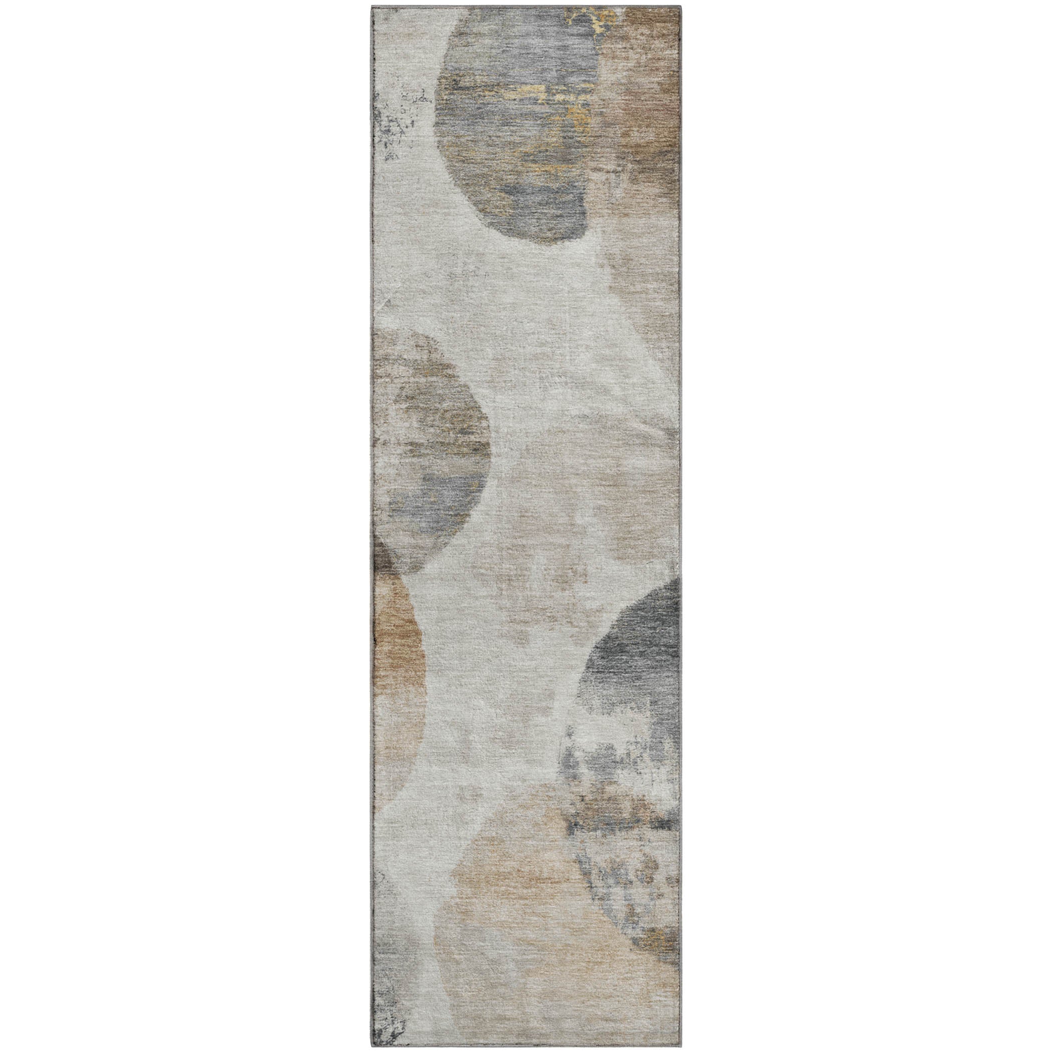 Budapest Machine Washable Contemporary Taupe Brown Rug 2'3" x 7'6" #shape_Runner