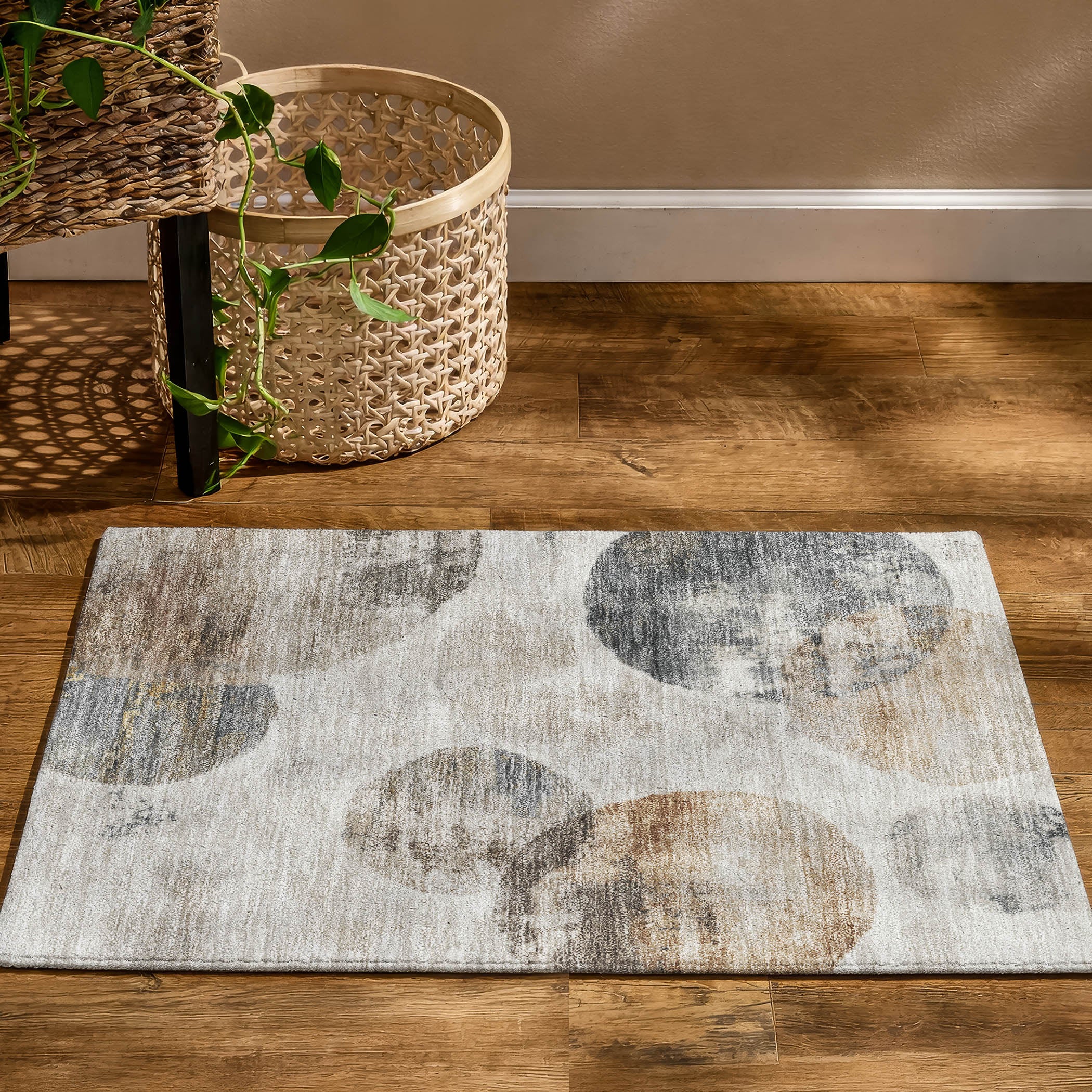 Budapest Machine Washable Contemporary Taupe Brown Rug 1'8" x 2'6" #shape_Rectangle