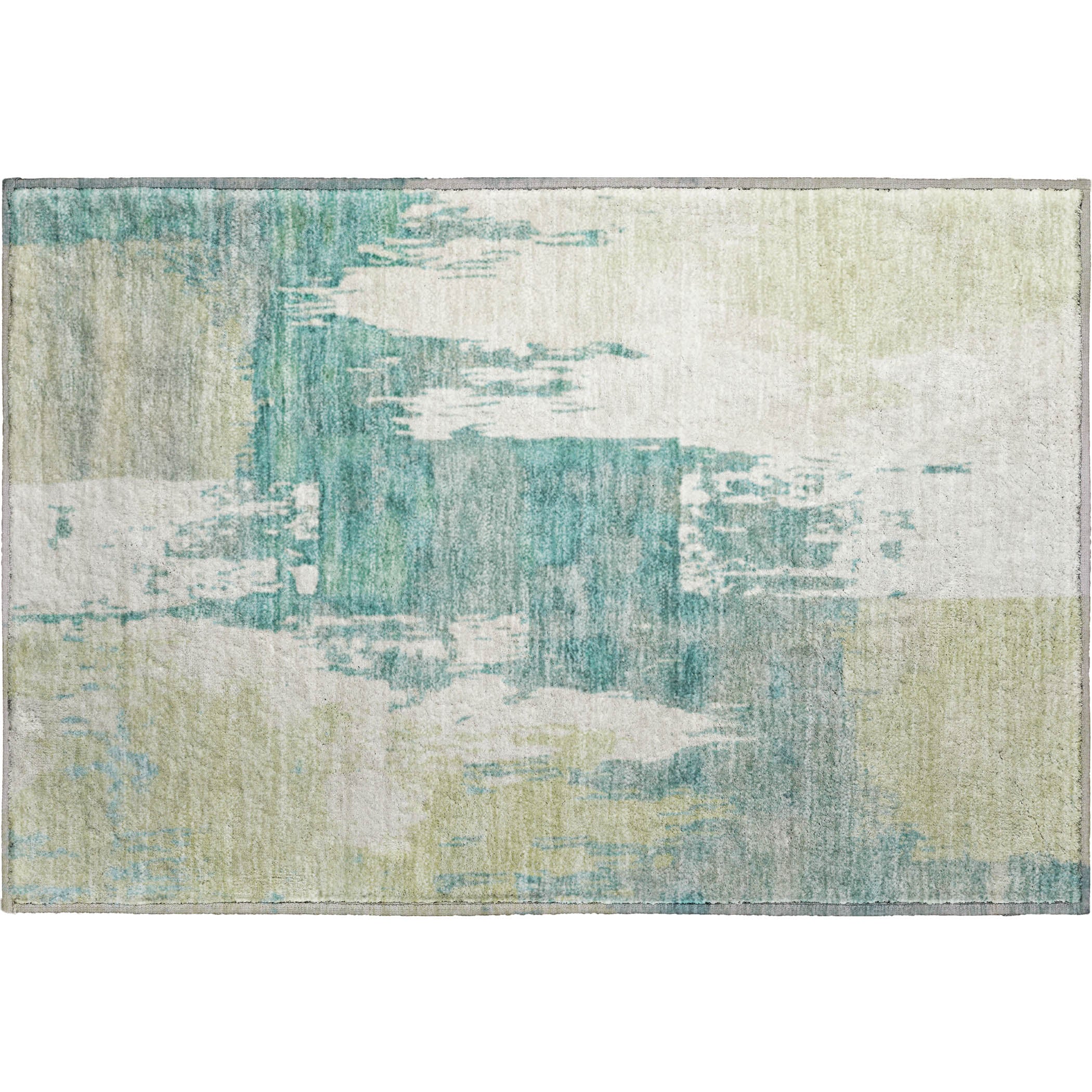 Mdina Machine Washable Contemporary Aloe Green Rug 1'8" x 2'6" #shape_Rectangle