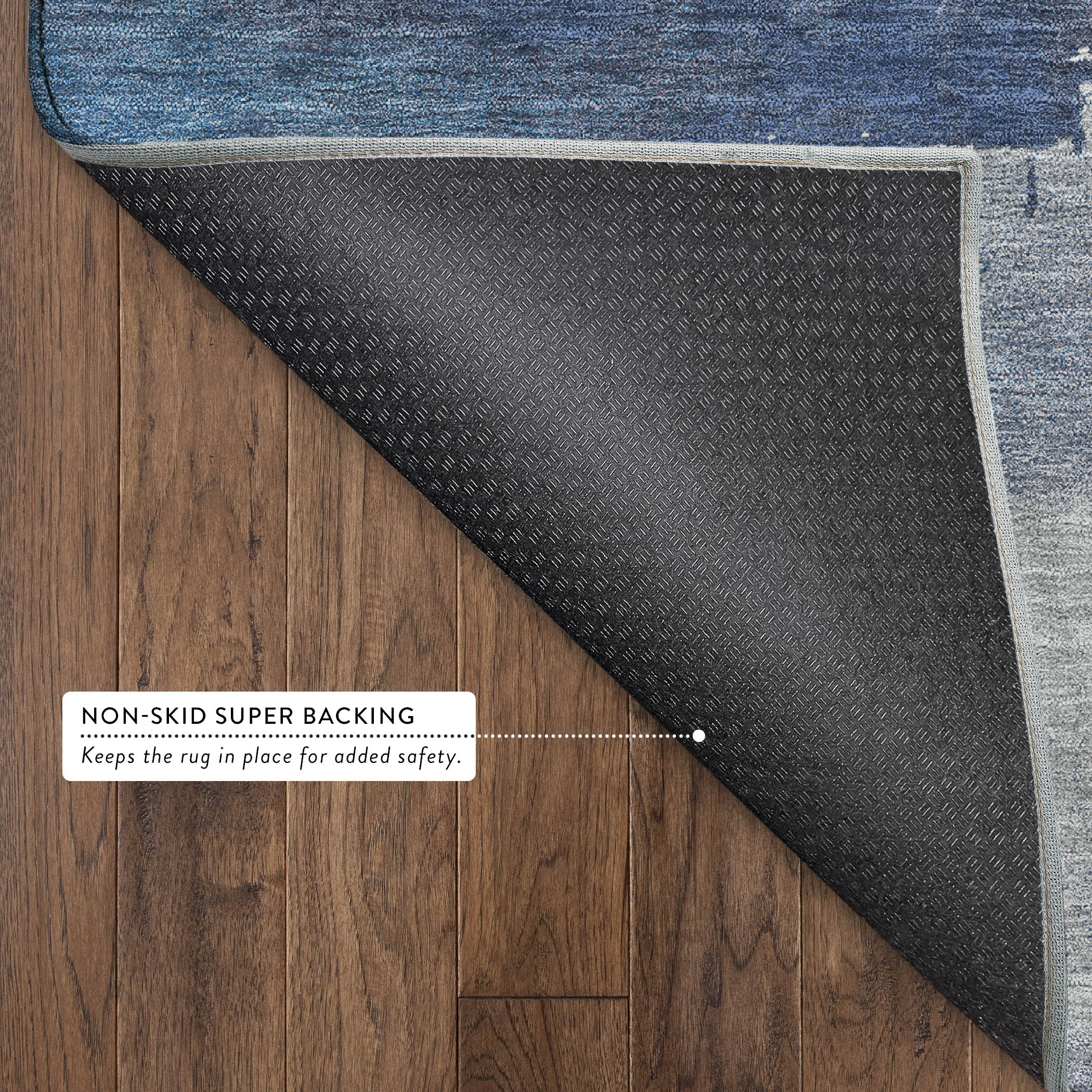 Mdina Machine Washable Contemporary Blue Rug 1'8" x 2'6" #shape_Rectangle