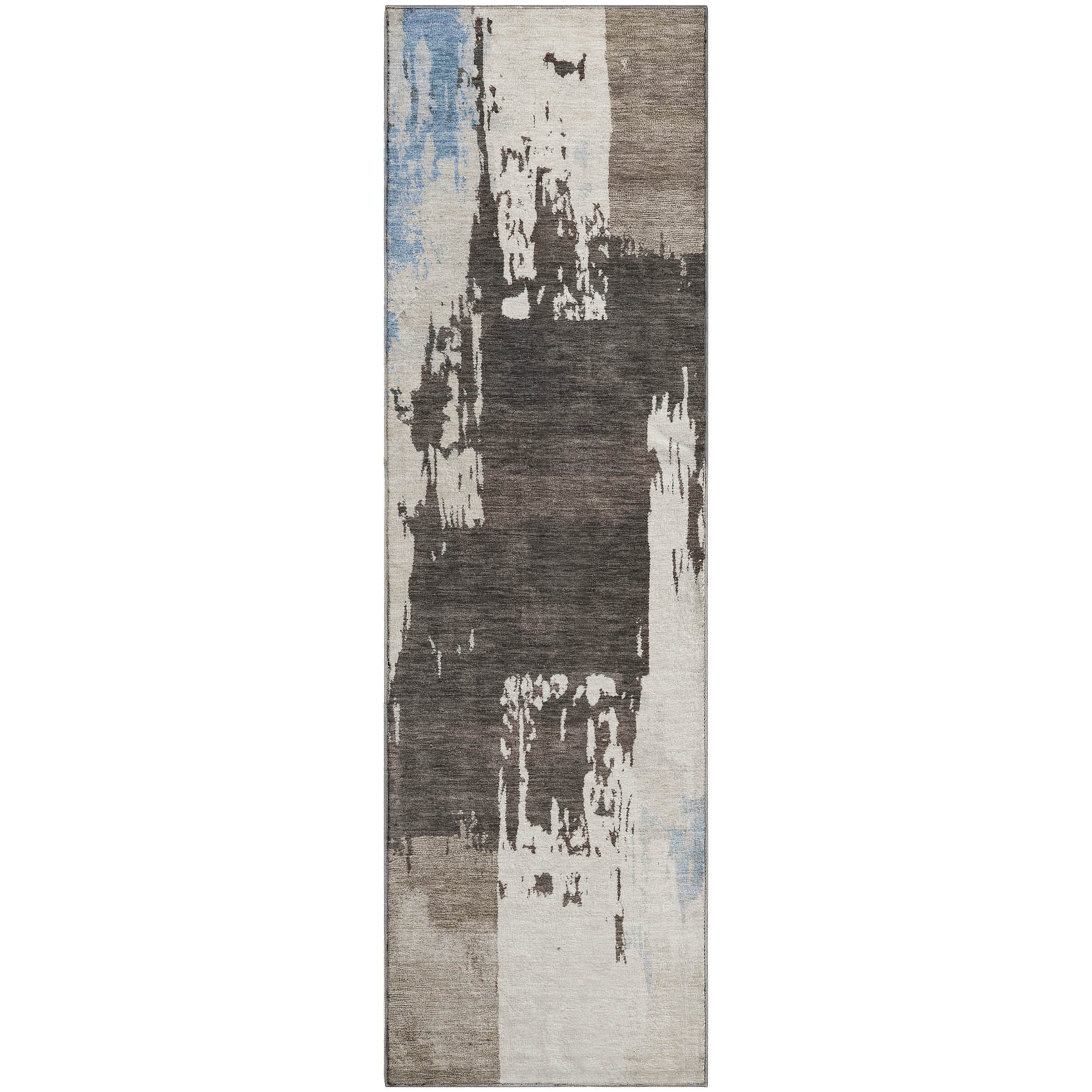 Mdina Machine Washable Contemporary Brown Rug 2'3" x 7'6" #shape_Runner