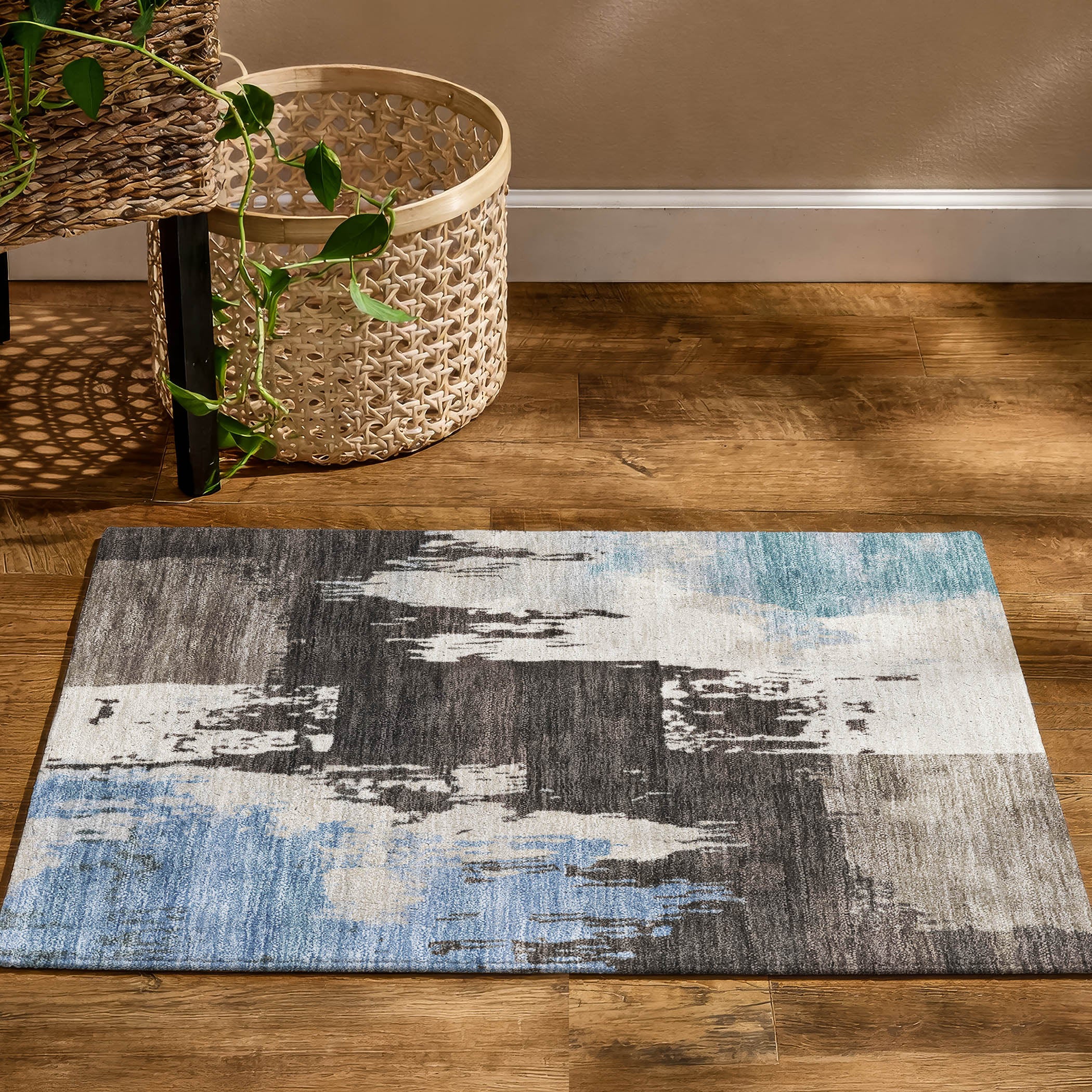 Mdina Machine Washable Contemporary Brown Rug 1'8" x 2'6" #shape_Rectangle