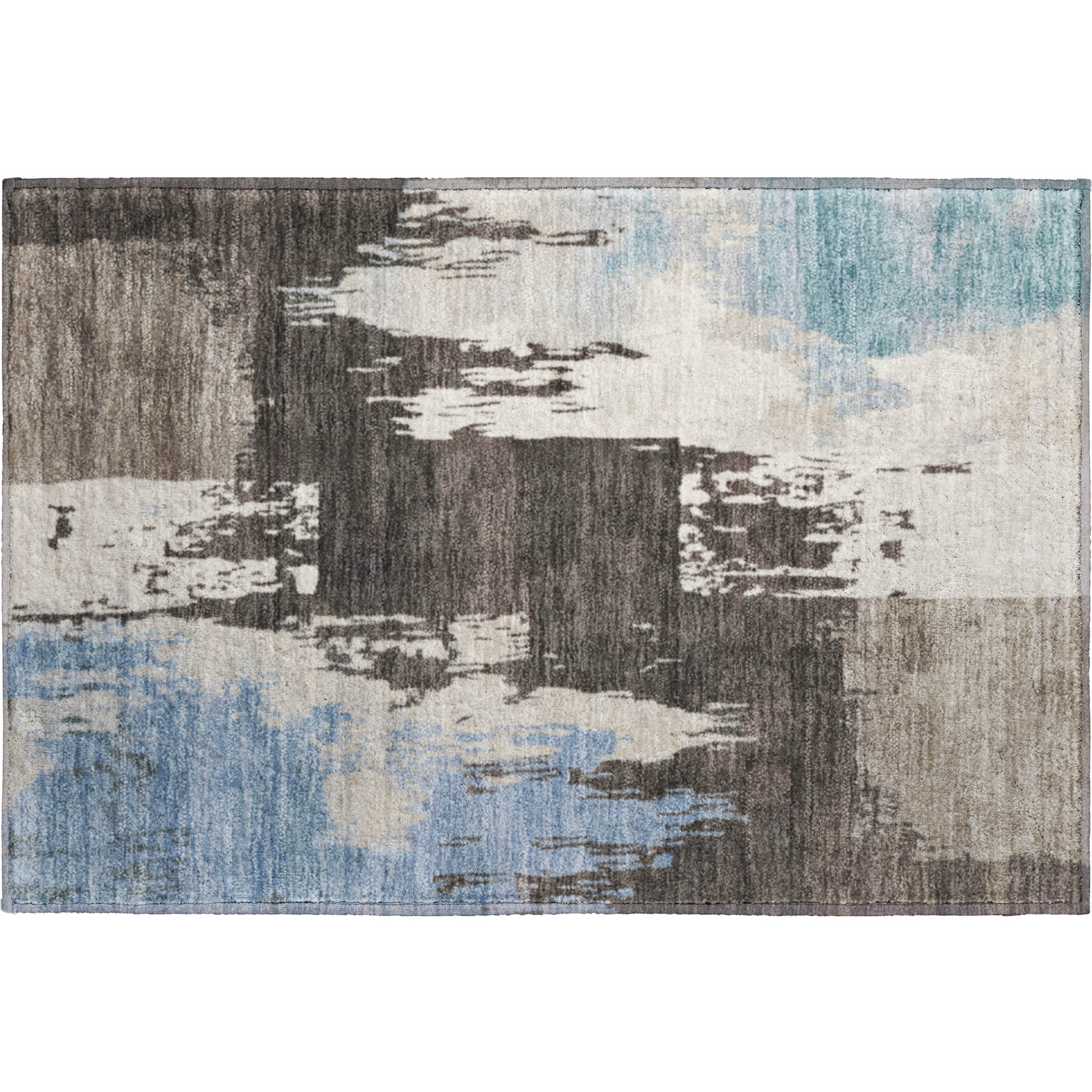 Mdina Machine Washable Contemporary Brown Rug 1'8" x 2'6" #shape_Rectangle