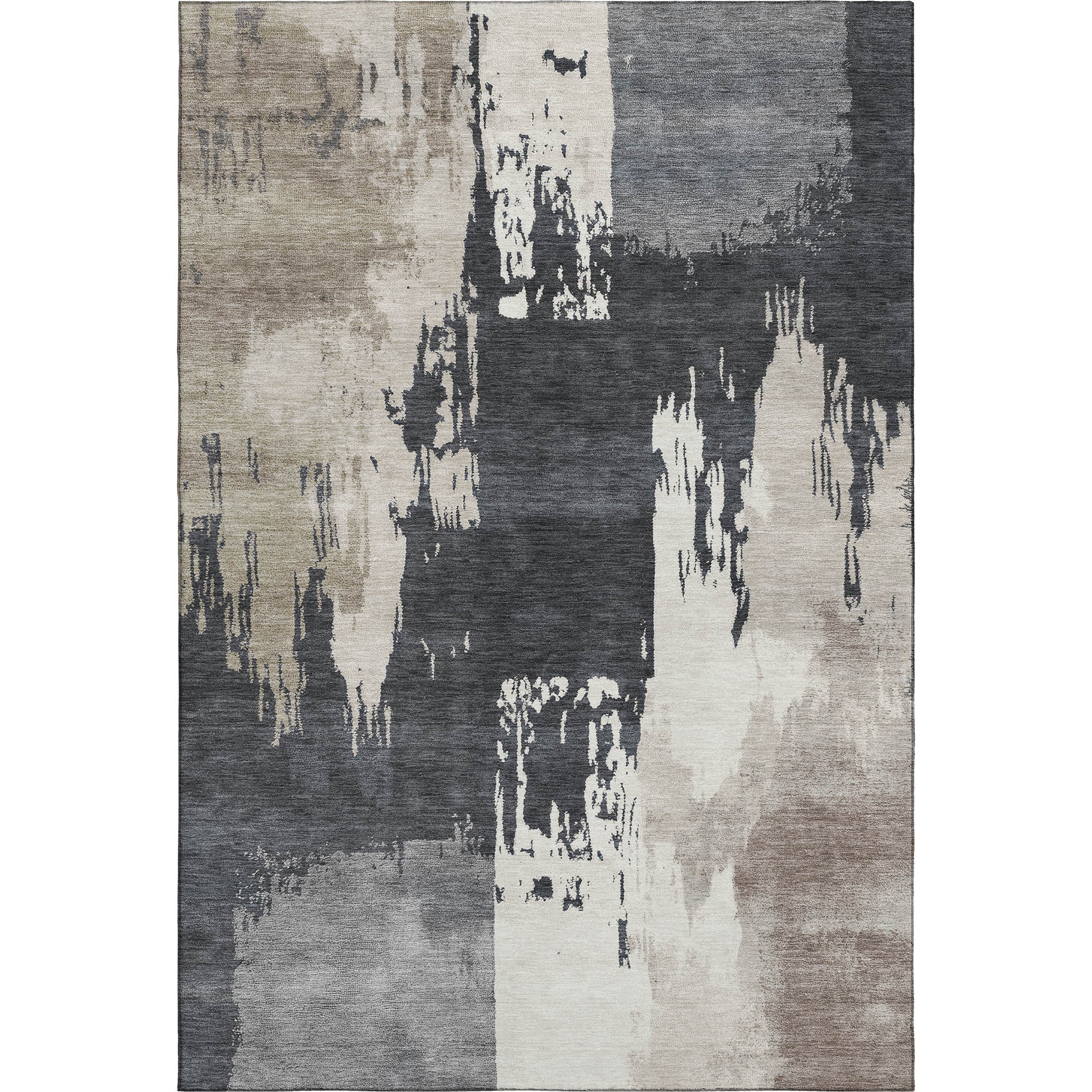 Mdina Machine Washable Contemporary Charcoal Gray Rug 3' x 5' #shape_Rectangle