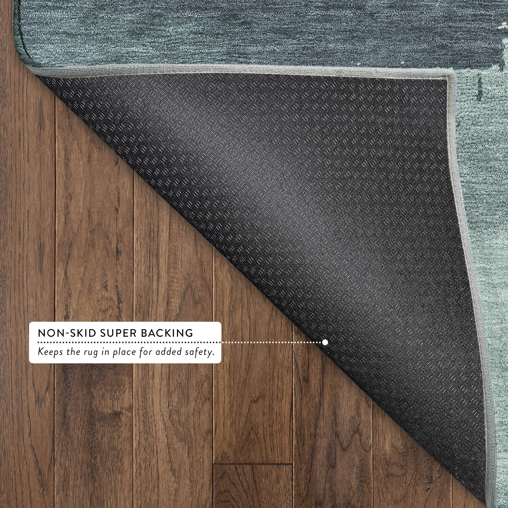 Mdina Machine Washable Contemporary Teal Rug 1'8" x 2'6" #shape_Rectangle