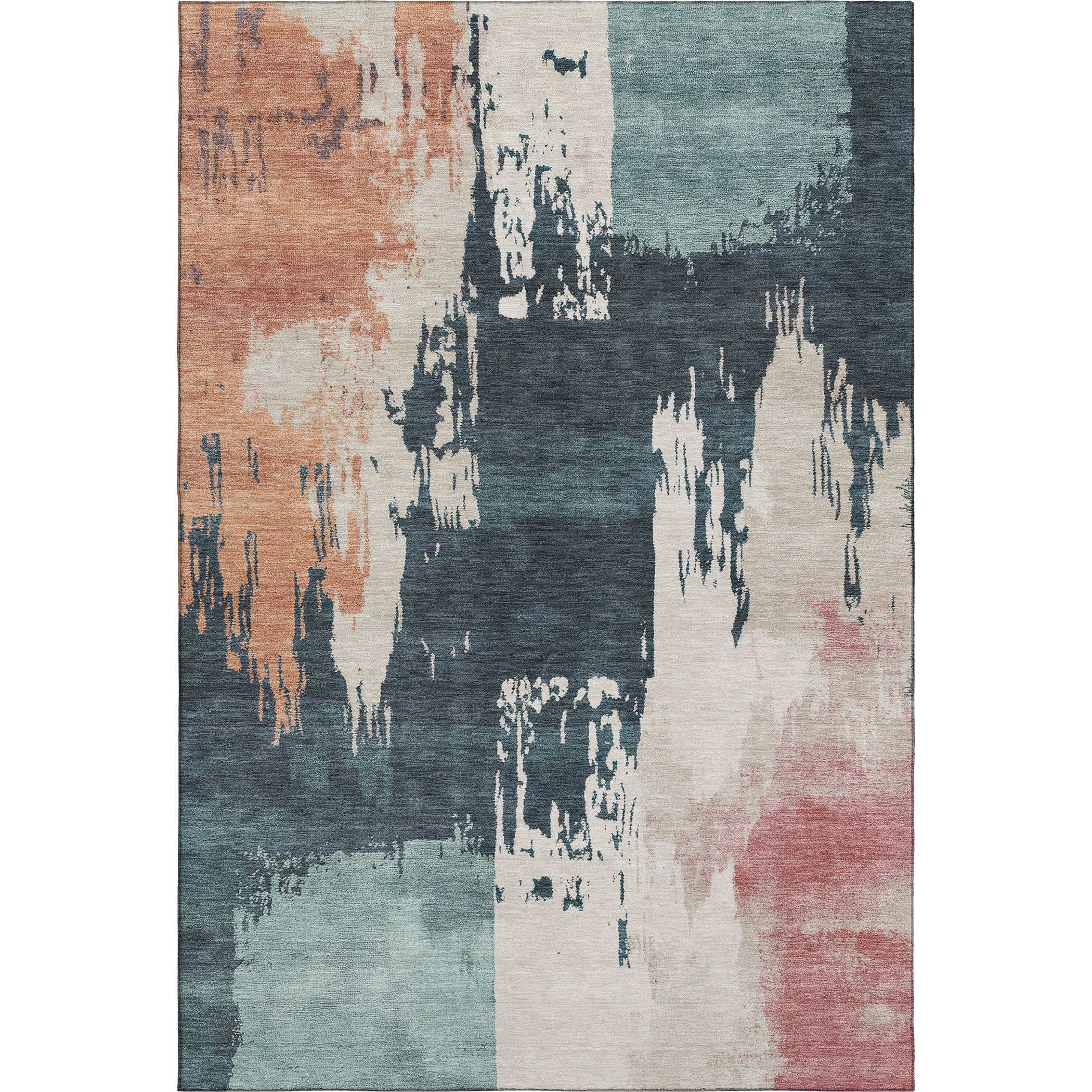Mdina Machine Washable Contemporary Teal Rug 3' x 5' #shape_Rectangle