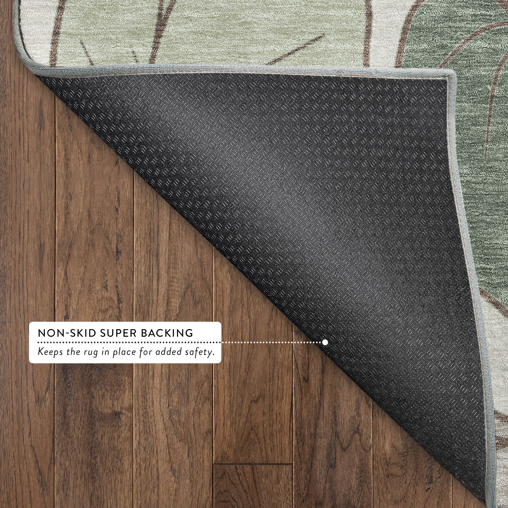 Porto Machine Washable Transitional Basil Green Rug 1'8" x 2'6" #shape_Rectangle