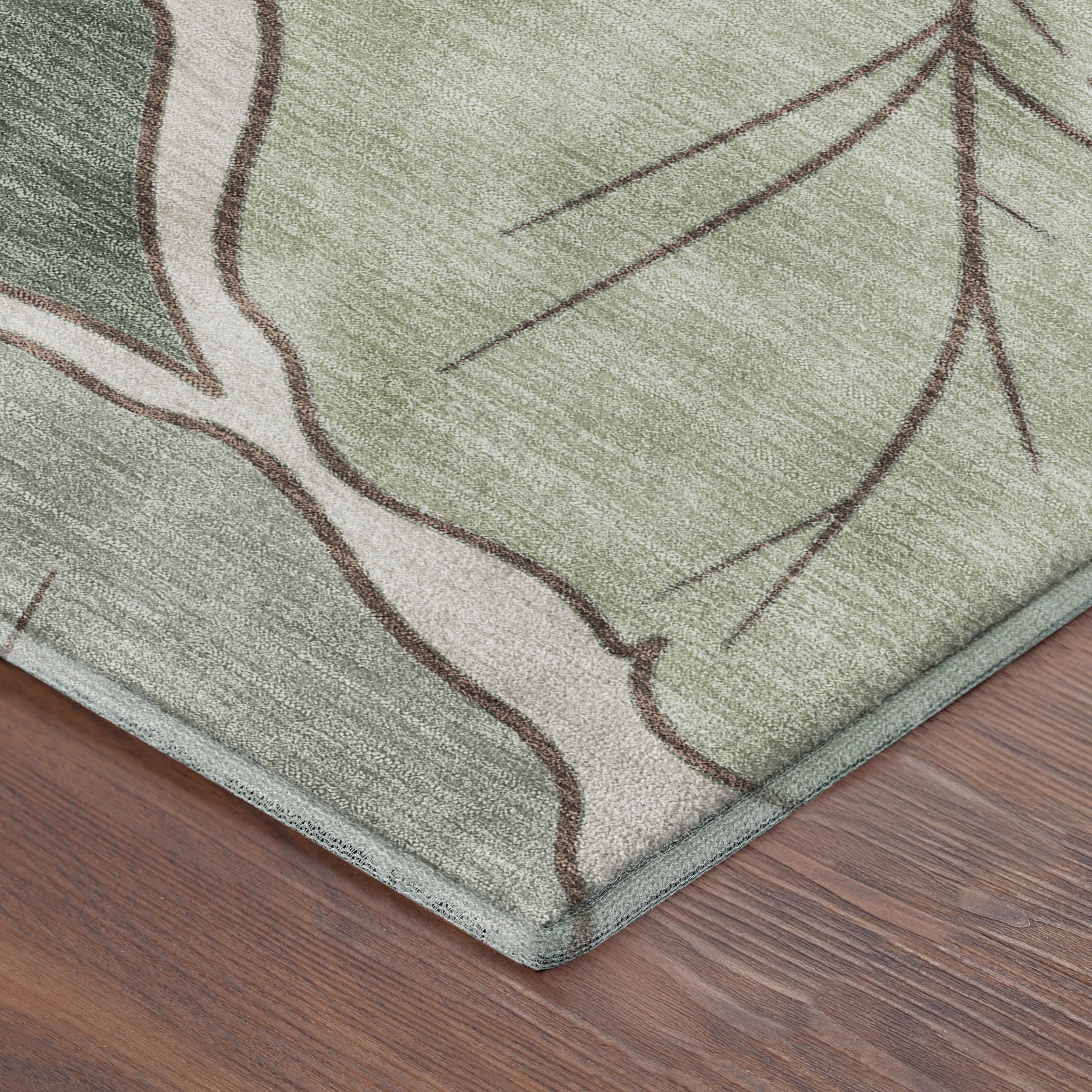 Porto Machine Washable Transitional Basil Green Rug 1'8" x 2'6" #shape_Rectangle