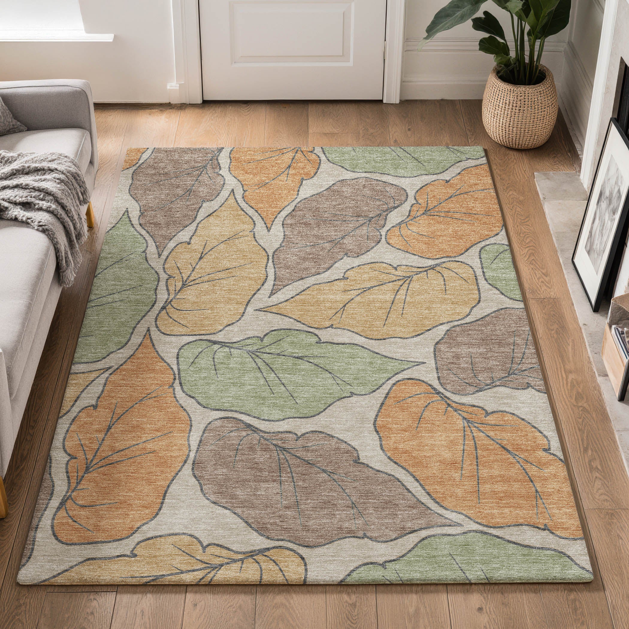Porto Machine Washable Transitional Copper Orange Rug 3' x 5' #shape_Rectangle