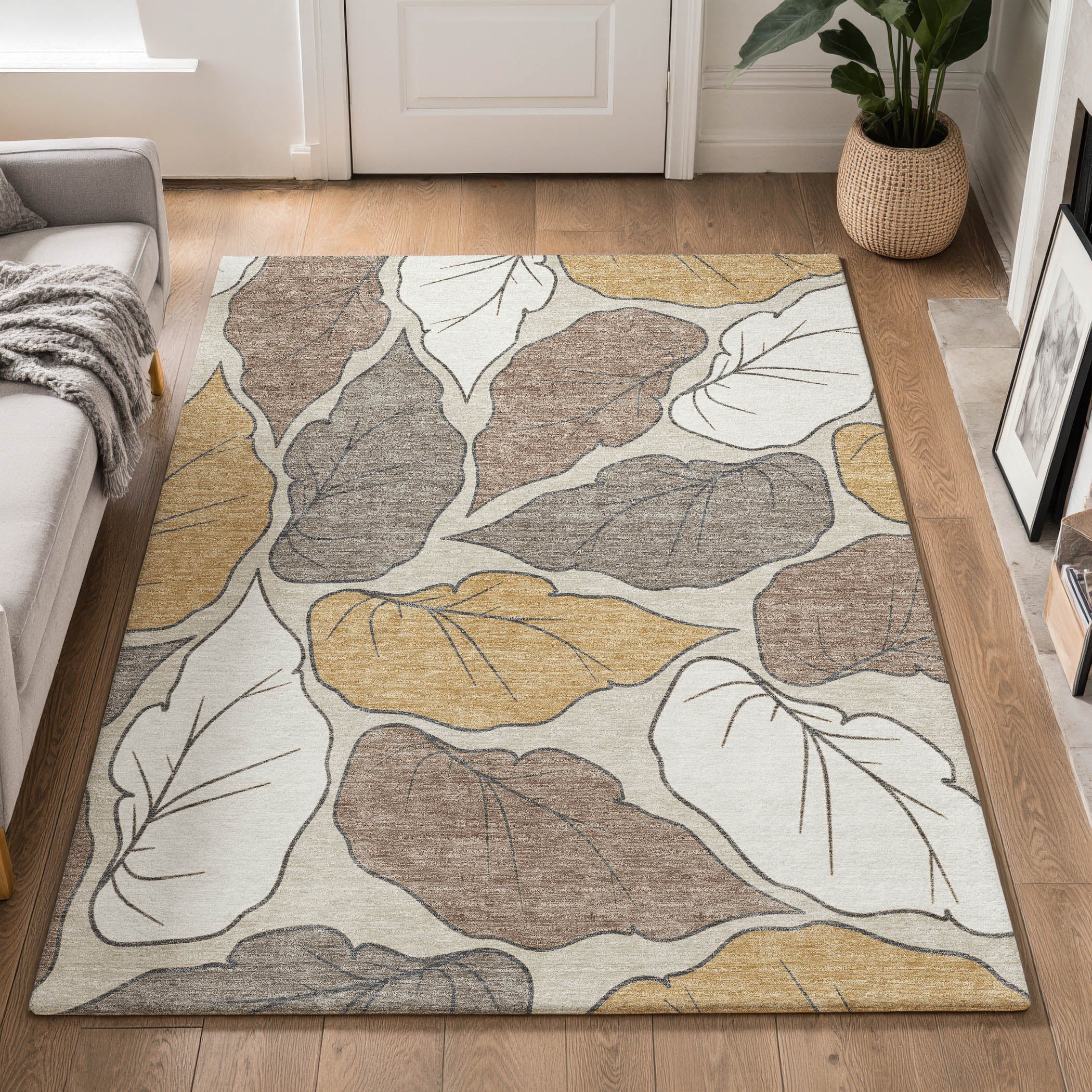 Porto Machine Washable Transitional Linen Ivory Rug 3' x 5' #shape_Rectangle
