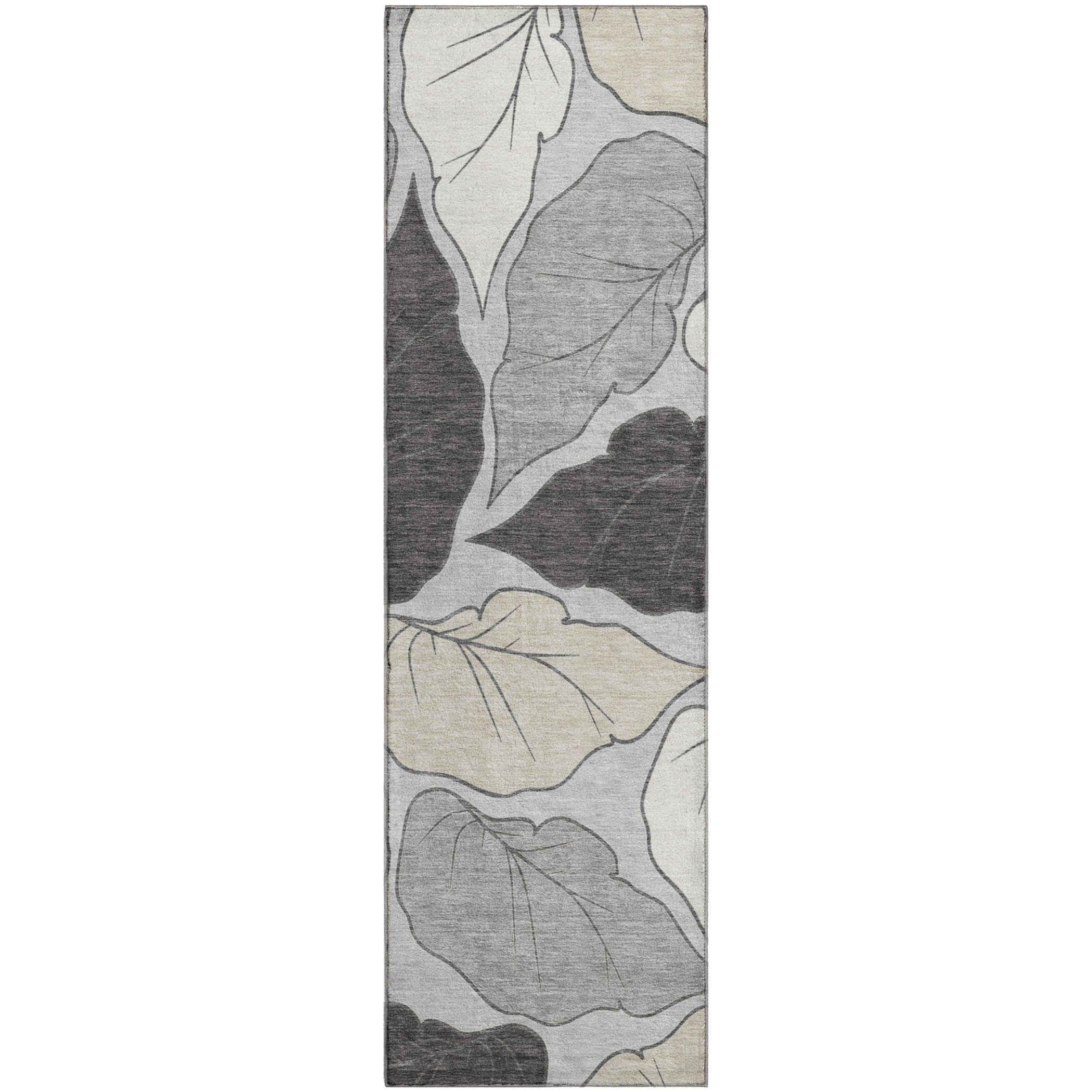 Porto Machine Washable Transitional Silver Gray Rug 2'3" x 7'6" #shape_Runner