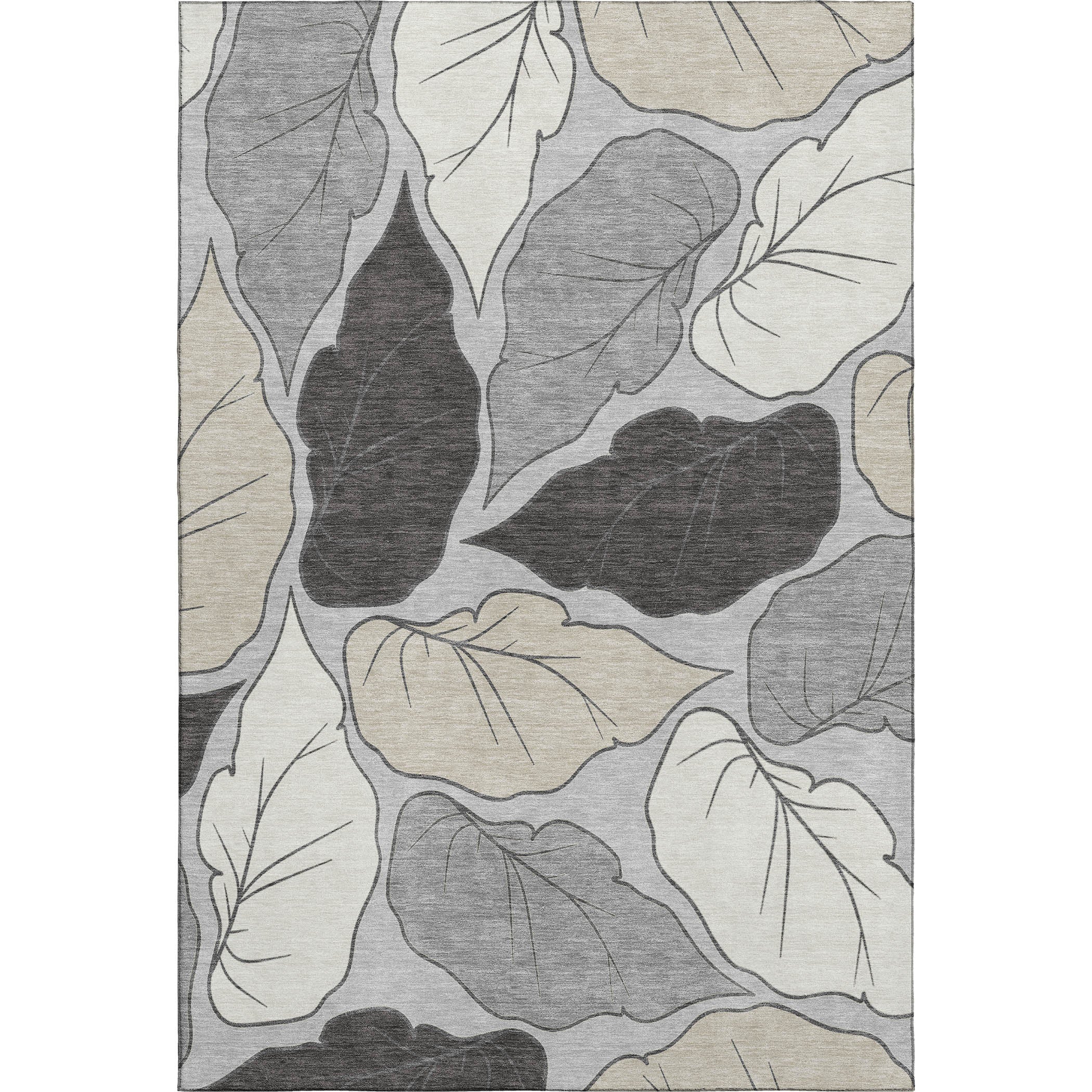 Porto Machine Washable Transitional Silver Gray Rug 3' x 5' #shape_Rectangle