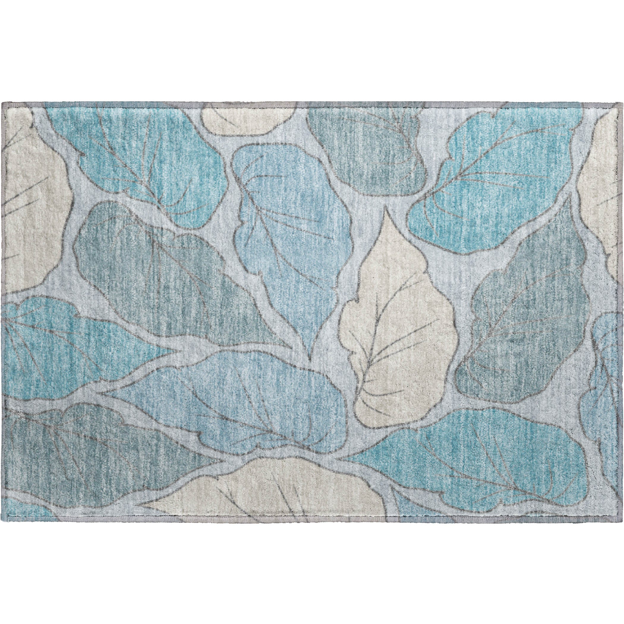 Porto Machine Washable Transitional Teal Rug 1'8" x 2'6" #shape_Rectangle