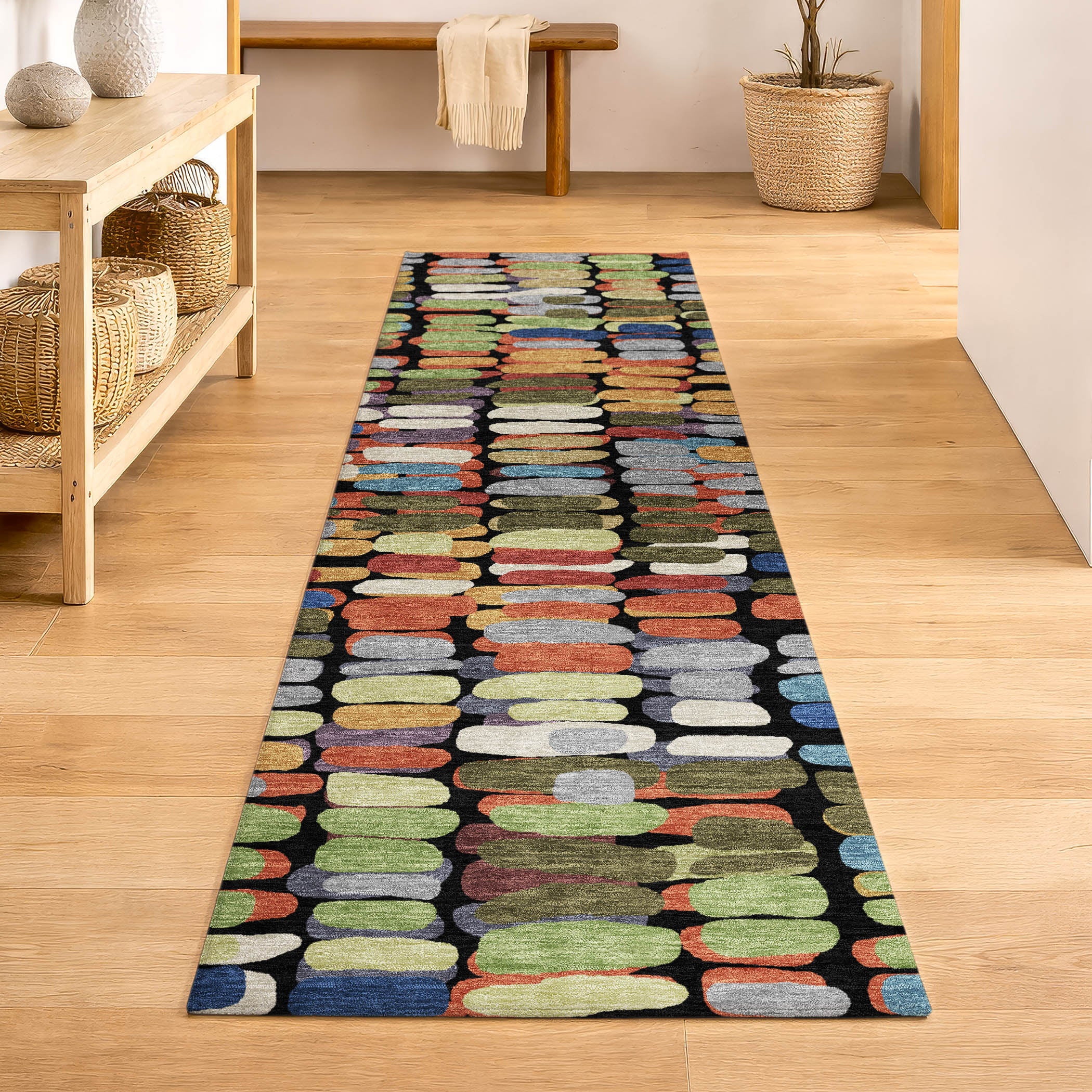 Siena Machine Washable Transitional Black Rug 2'3" x 7'6" #shape_Runner