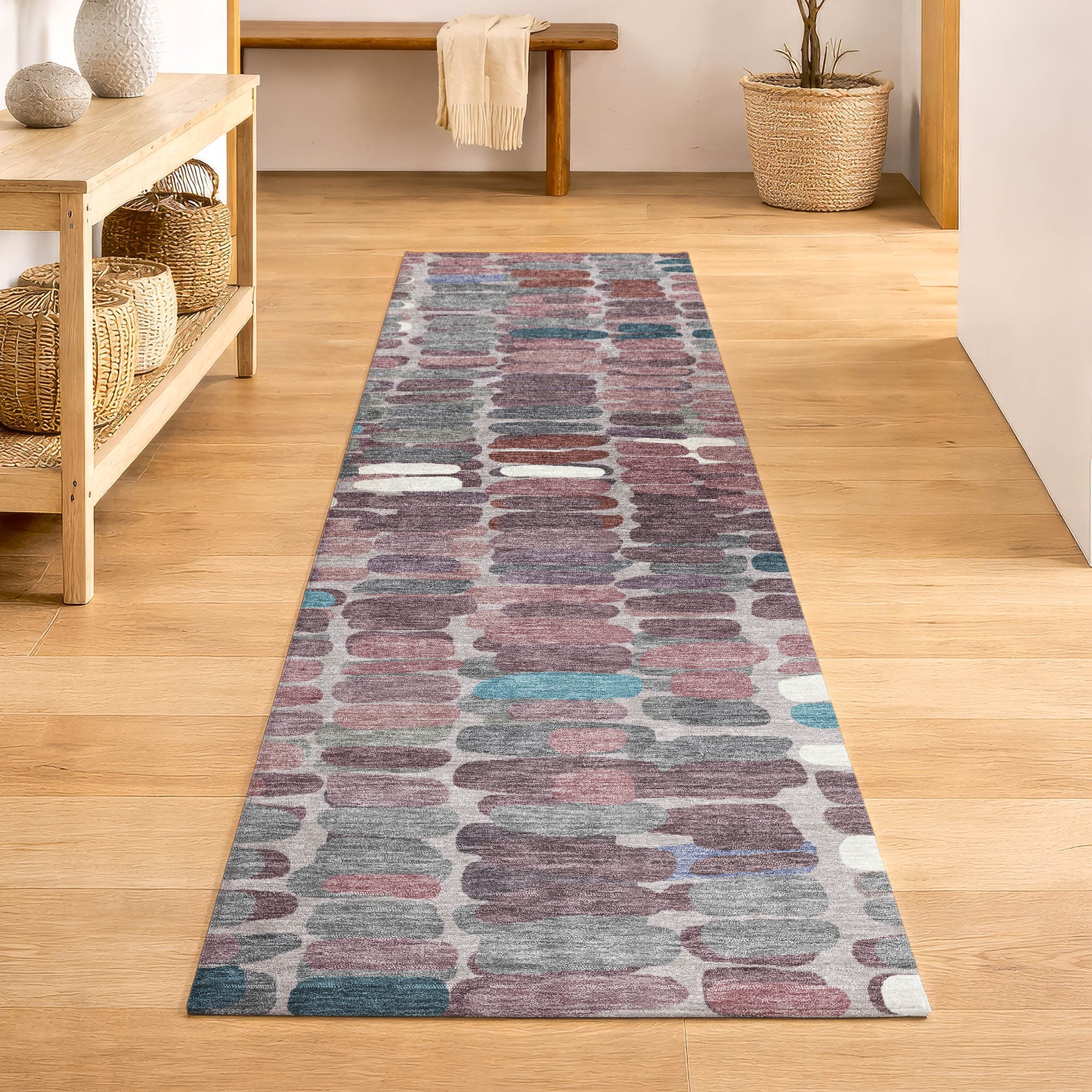 Siena Machine Washable Transitional Blush Pink Rug 2'3" x 7'6" #shape_Runner