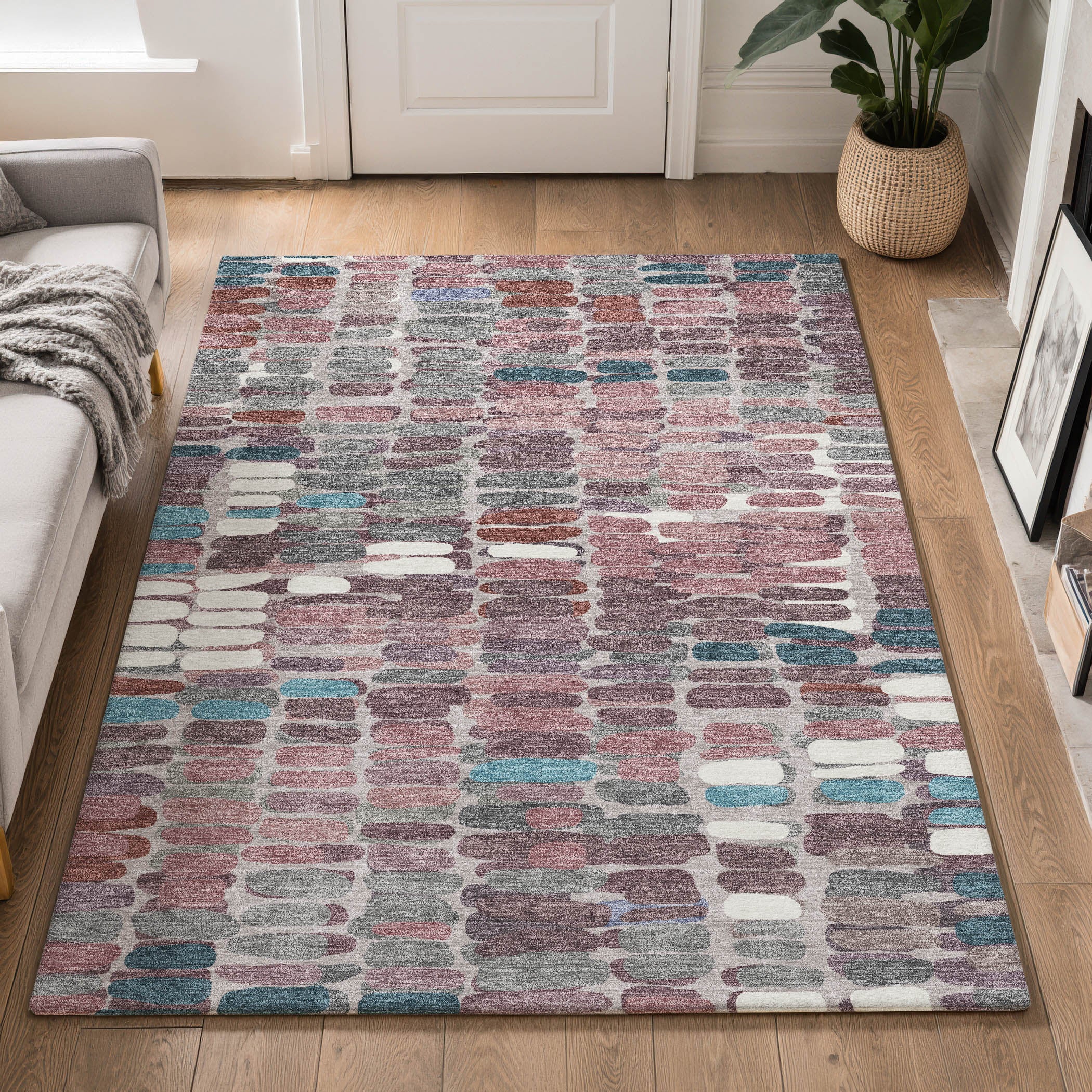 Siena Machine Washable Transitional Blush Pink Rug 3' x 5' #shape_Rectangle