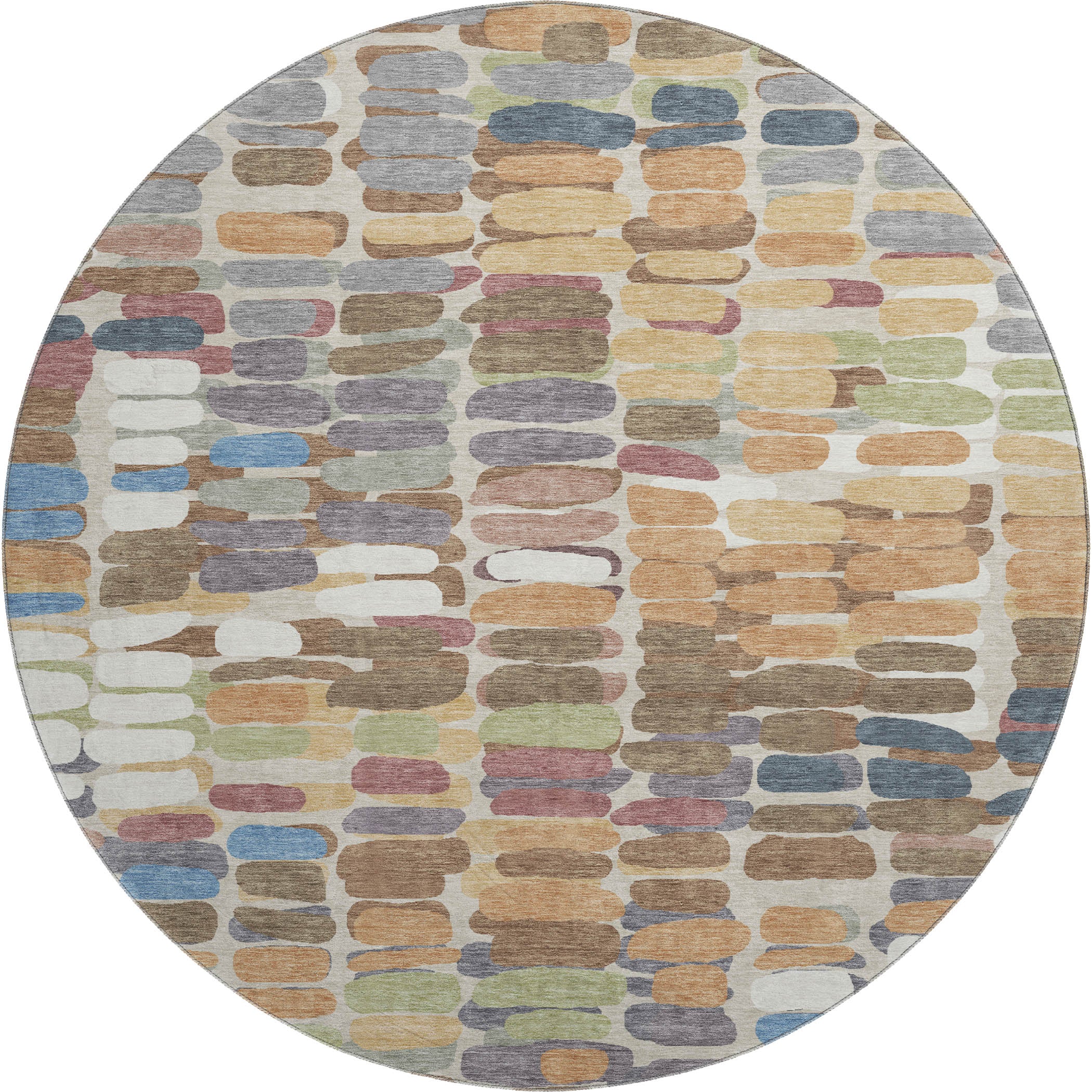 Siena Machine Washable Transitional Copper Orange Rug 8' x 8' #shape_Round