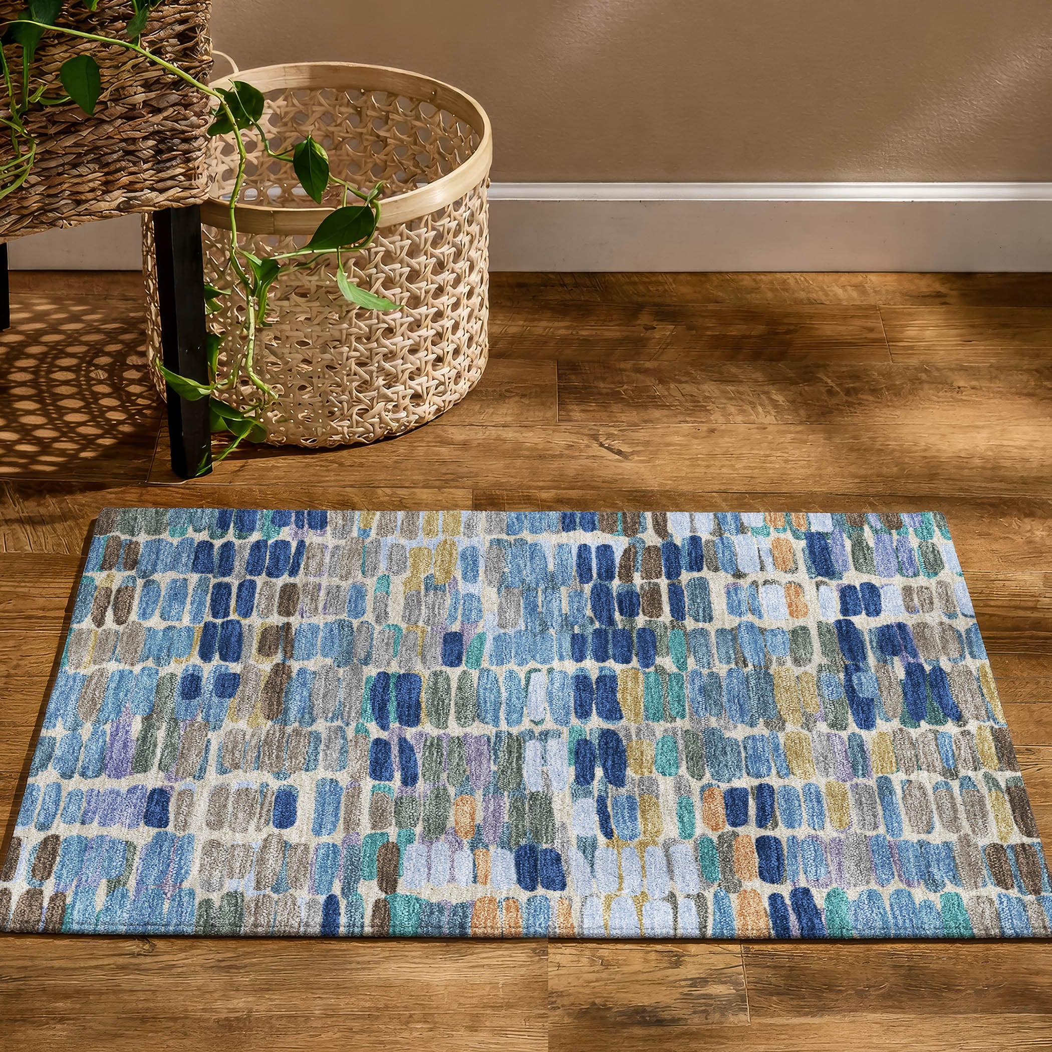 Siena Machine Washable Transitional Denim Blue Rug 1'8" x 2'6" #shape_Rectangle