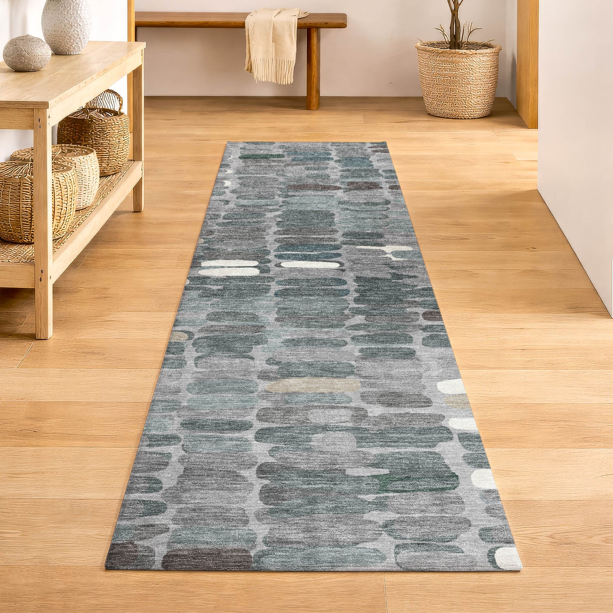 Siena Machine Washable Transitional Gray Rug 2'3" x 7'6" #shape_Runner