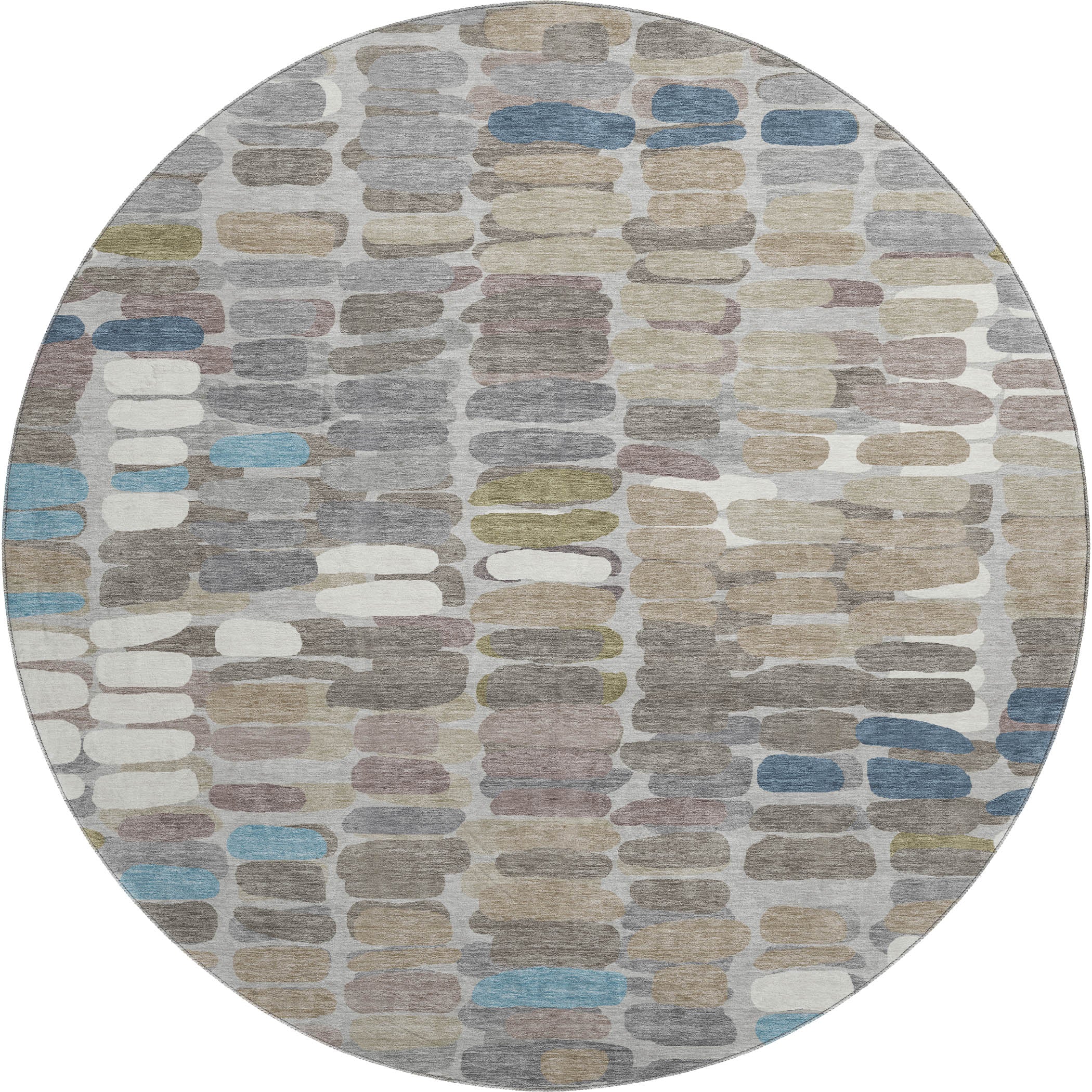 Siena Machine Washable Transitional Taupe Brown Rug 8' x 8' #shape_Round