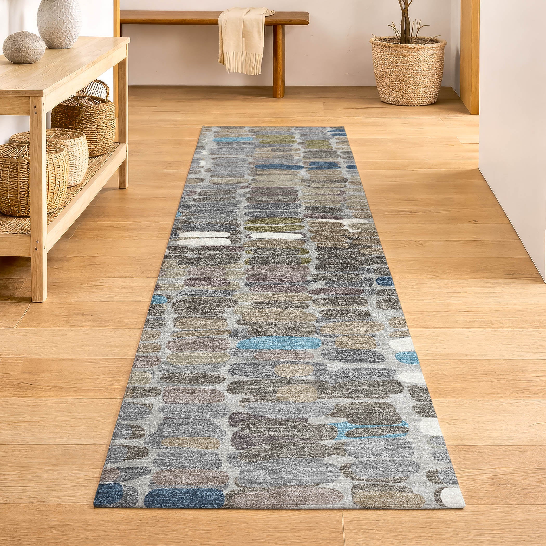 Siena Machine Washable Transitional Taupe Brown Rug 2'3" x 7'6" #shape_Runner