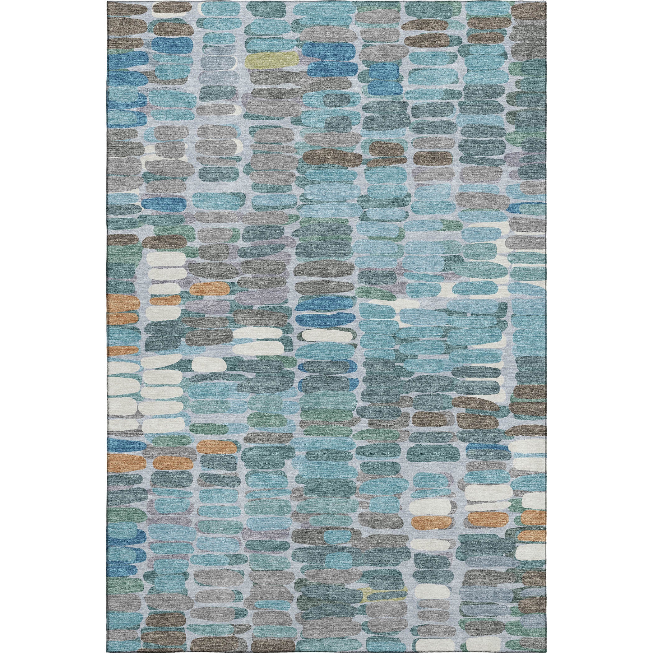 Siena Machine Washable Transitional Teal Rug 3' x 5' #shape_Rectangle