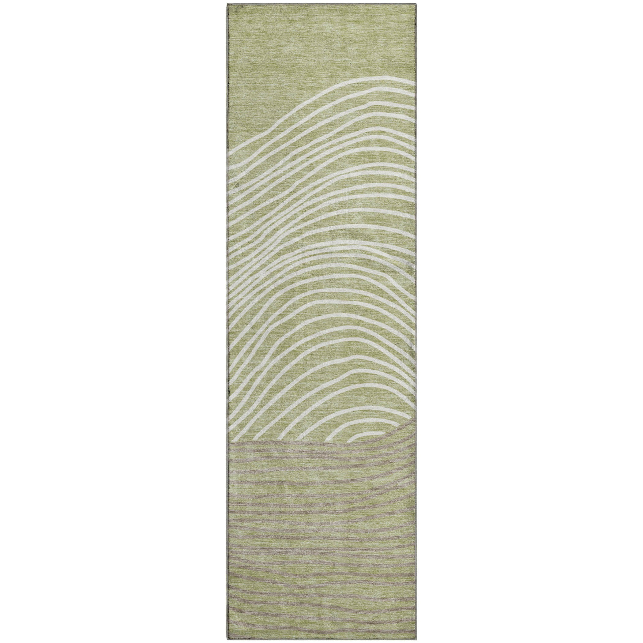 Bern Machine Washable Transitional Aloe Green Rug 2'3" x 7'6" #shape_Runner