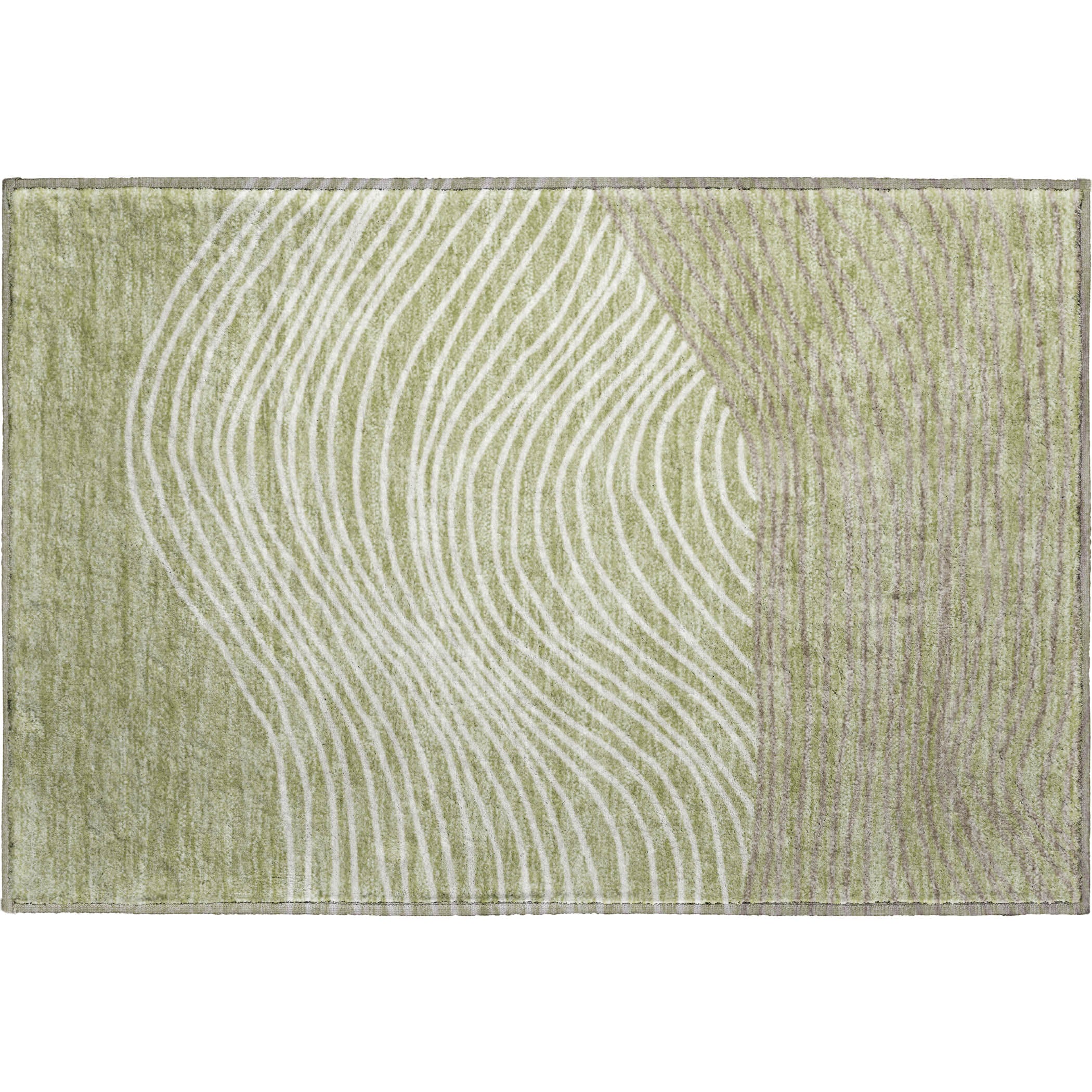 Bern Machine Washable Transitional Aloe Green Rug 1'8" x 2'6" #shape_Rectangle