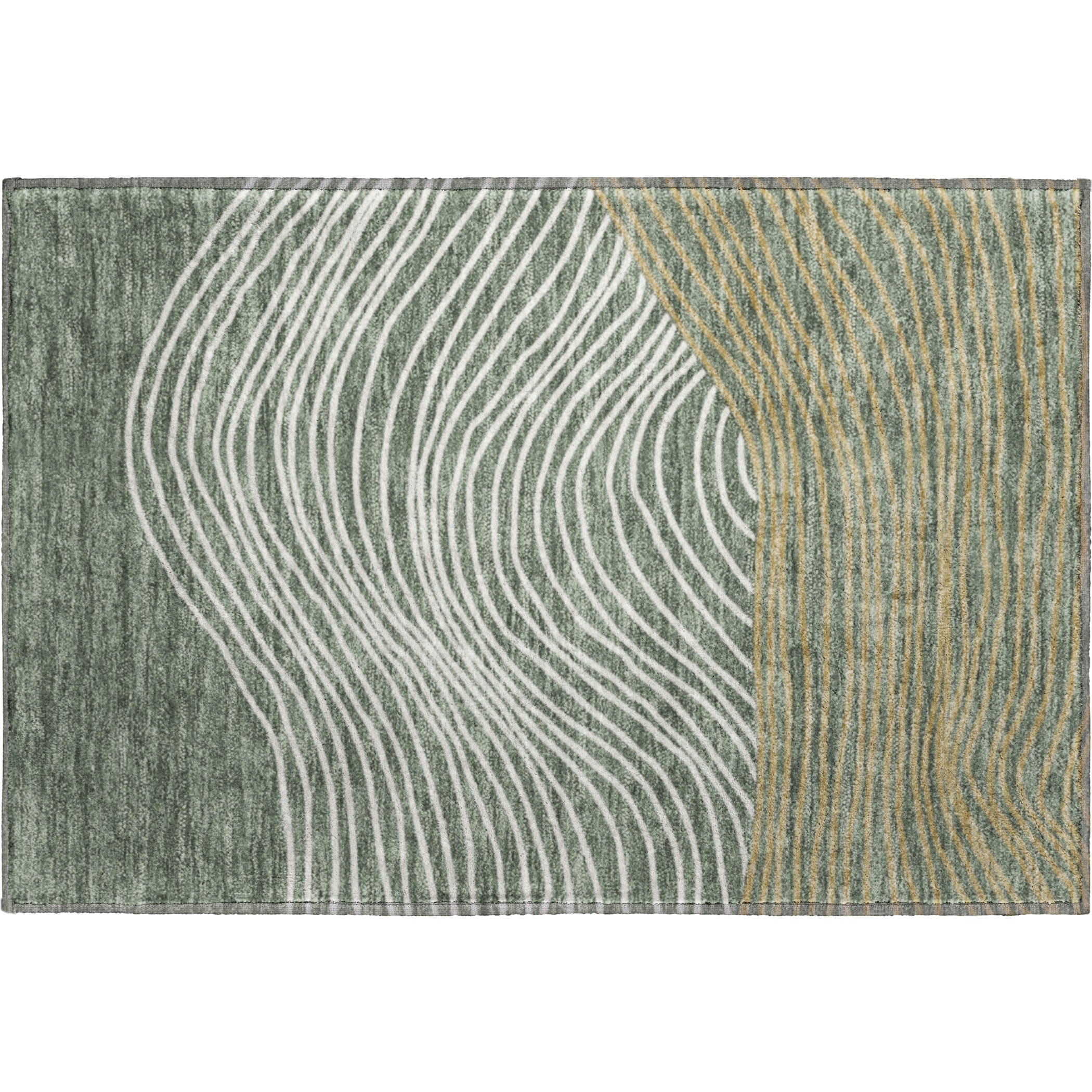 Bern Machine Washable Transitional Basil Green Rug 1'8" x 2'6" #shape_Rectangle