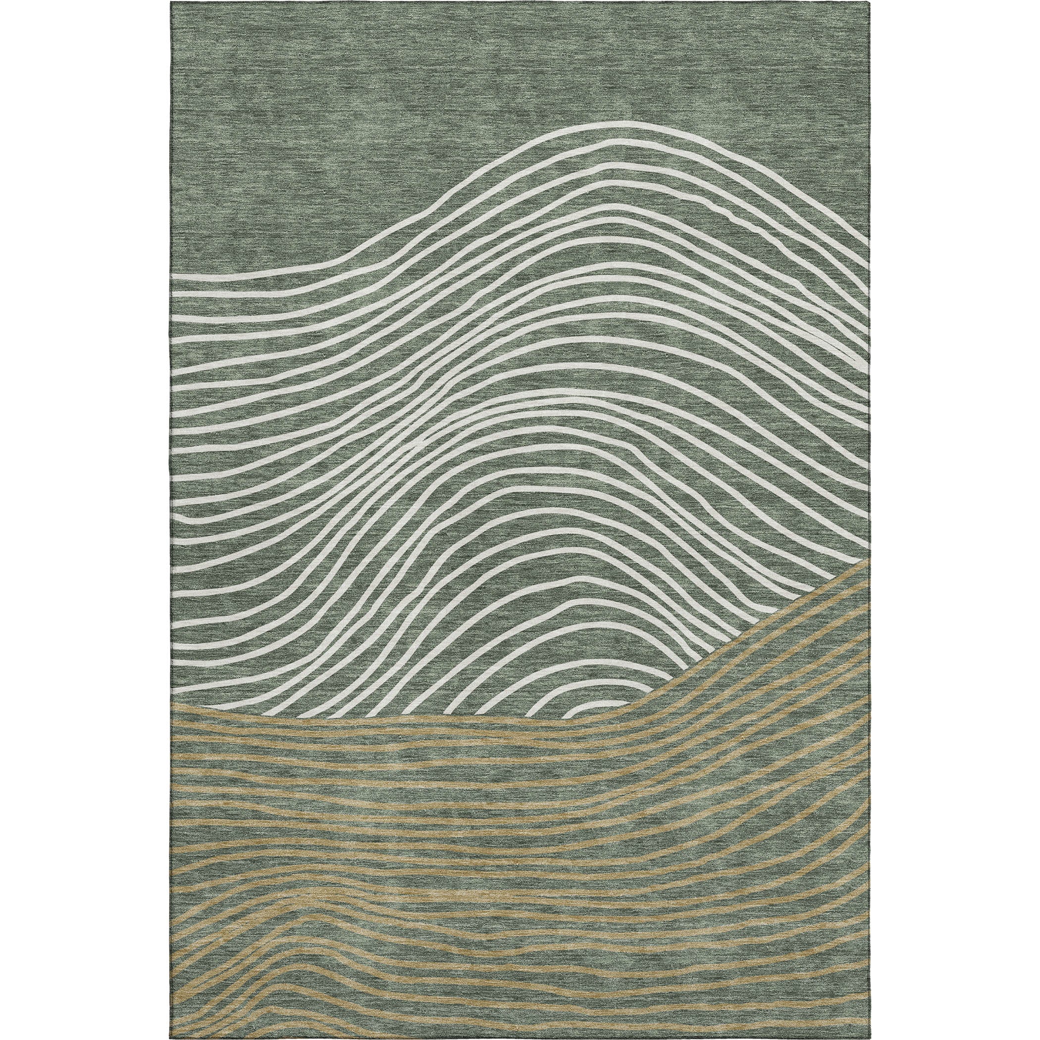 Bern Machine Washable Transitional Basil Green Rug 3' x 5' #shape_Rectangle