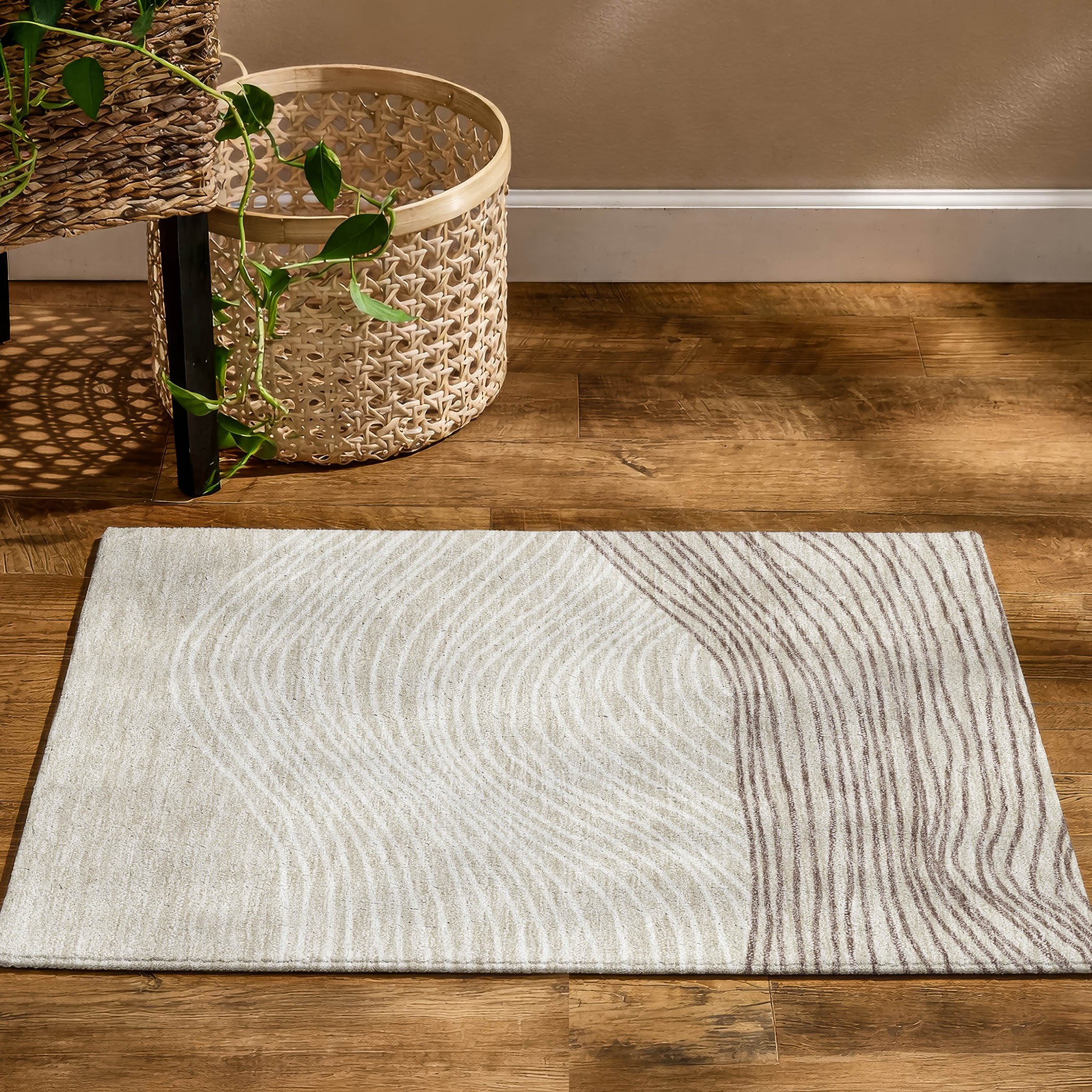 Bern Machine Washable Transitional Beige Brown Rug 1'8" x 2'6" #shape_Rectangle