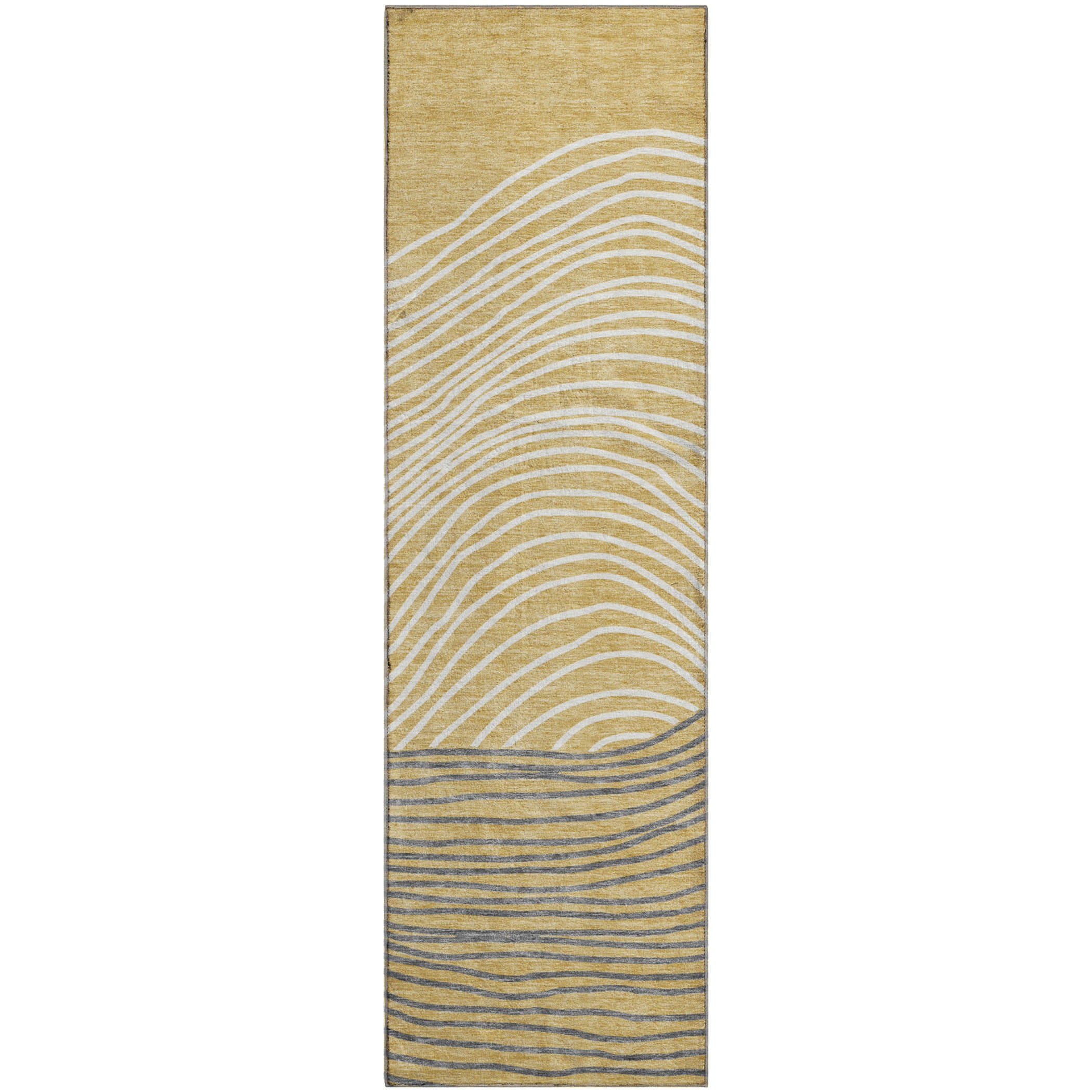 Bern Machine Washable Transitional Gold Rug 2'3" x 7'6" #shape_Runner