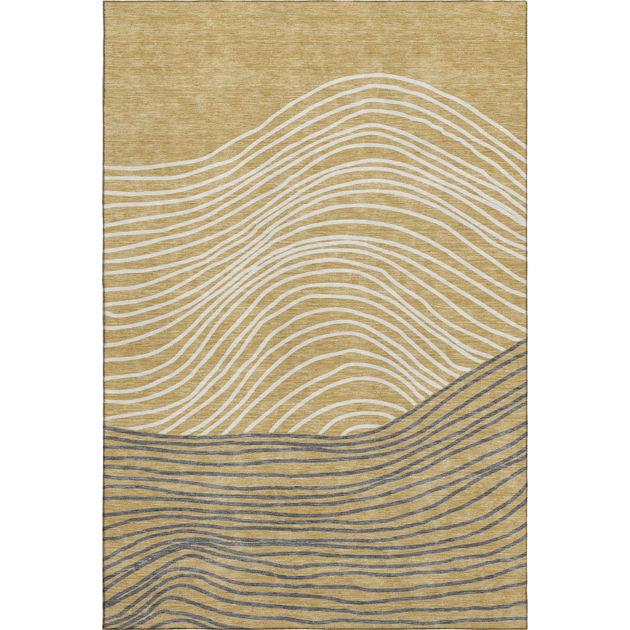 Bern Machine Washable Transitional Gold Rug 3' x 5' #shape_Rectangle