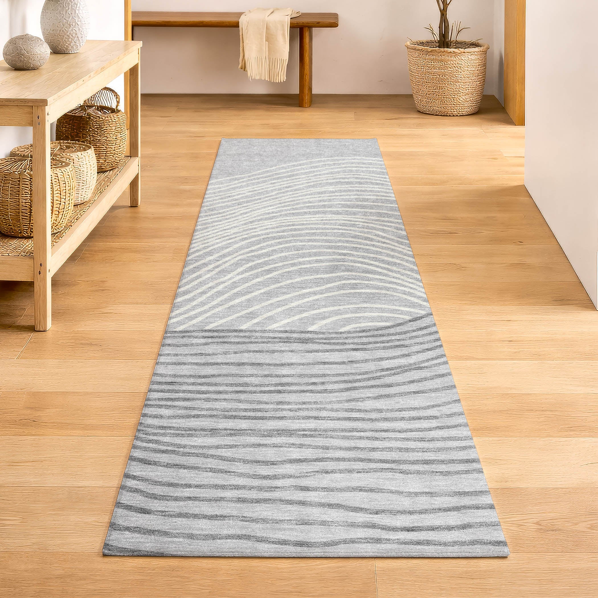 Bern Machine Washable Transitional Gray Rug 2'3" x 7'6" #shape_Runner