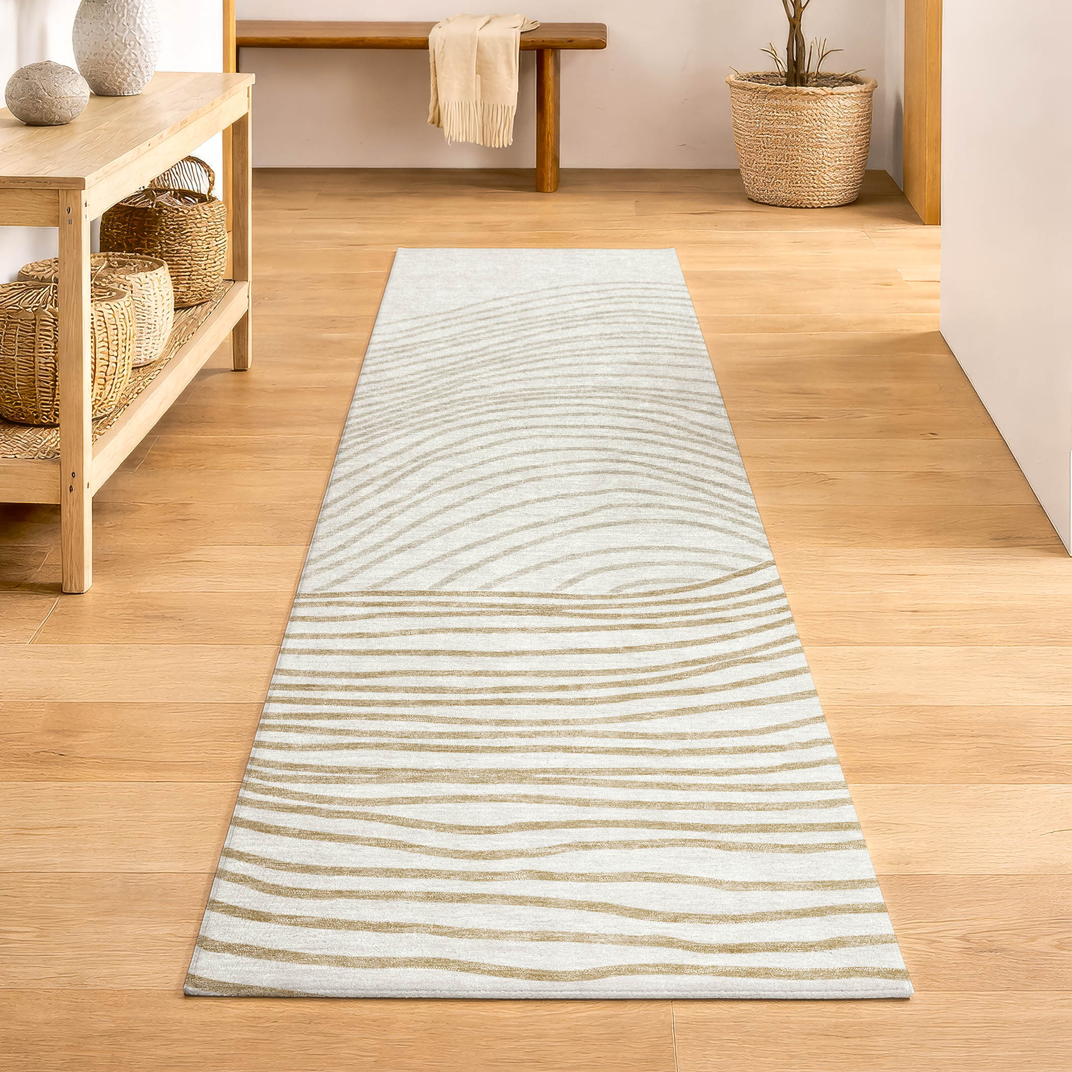 Bern Machine Washable Transitional Ivory Rug 2'3" x 7'6" #shape_Runner