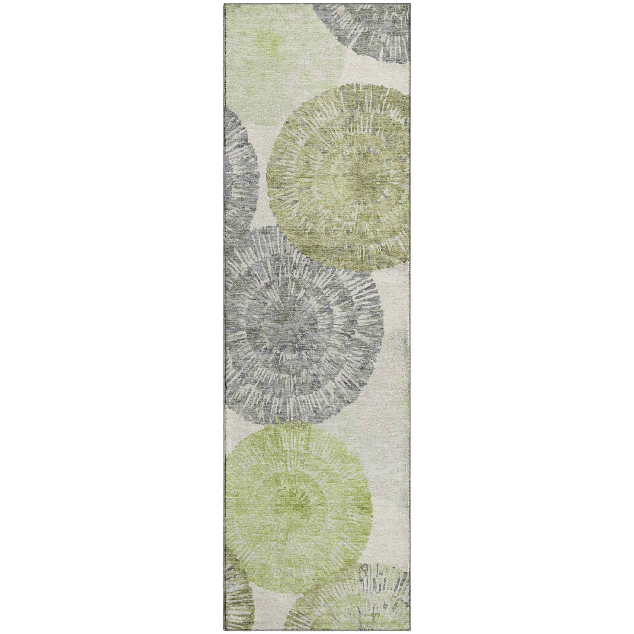 Vienna Machine Washable Transitional Aloe Green Rug 2'3" x 7'6" #shape_Runner