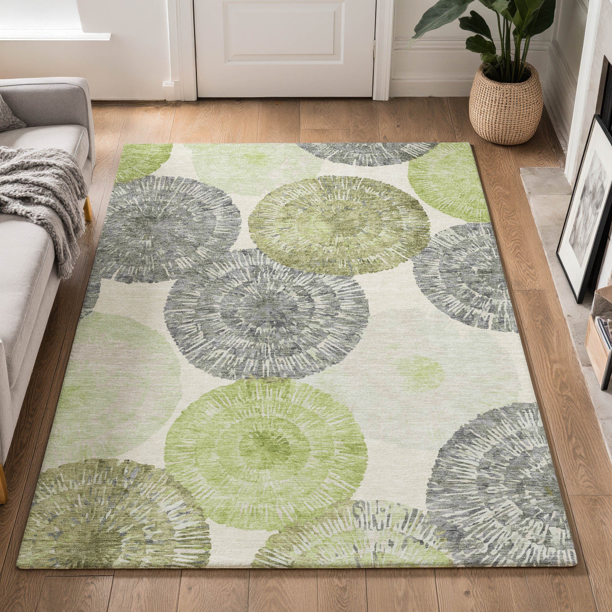 Vienna Machine Washable Transitional Aloe Green Rug 3' x 5' #shape_Rectangle