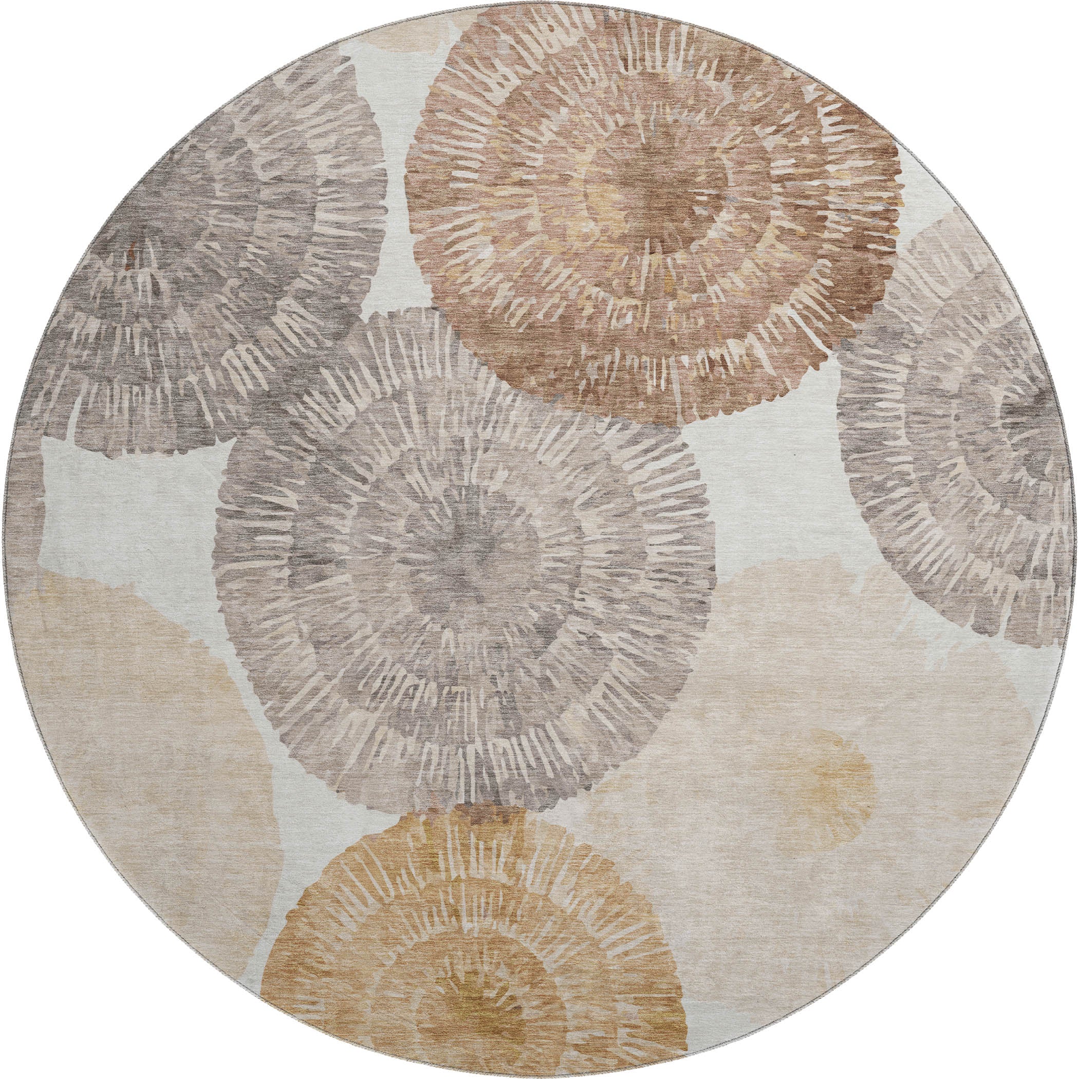 Vienna Machine Washable Transitional Copper Orange Rug 8' x 8' #shape_Round