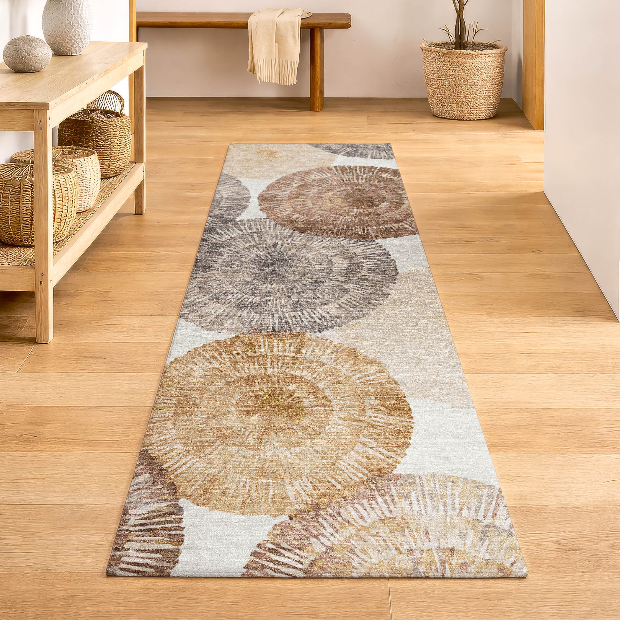 Vienna Machine Washable Transitional Copper Orange Rug 2'3" x 7'6" #shape_Runner