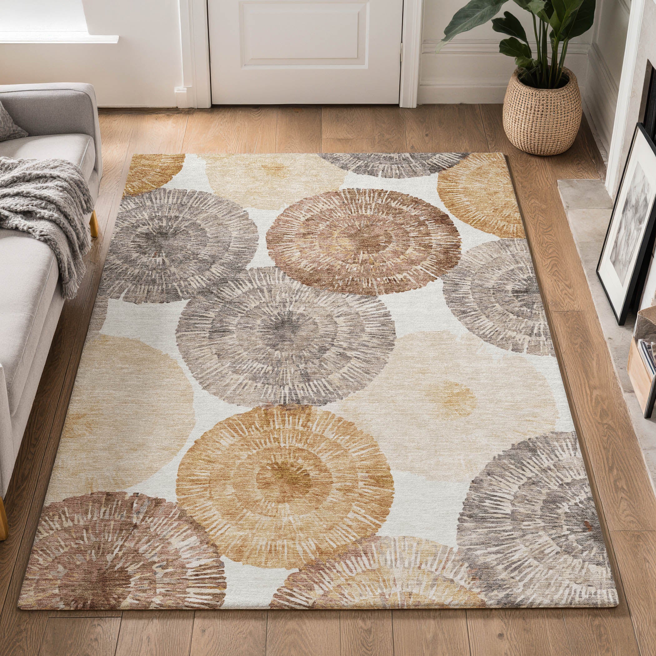Vienna Machine Washable Transitional Copper Orange Rug 3' x 5' #shape_Rectangle