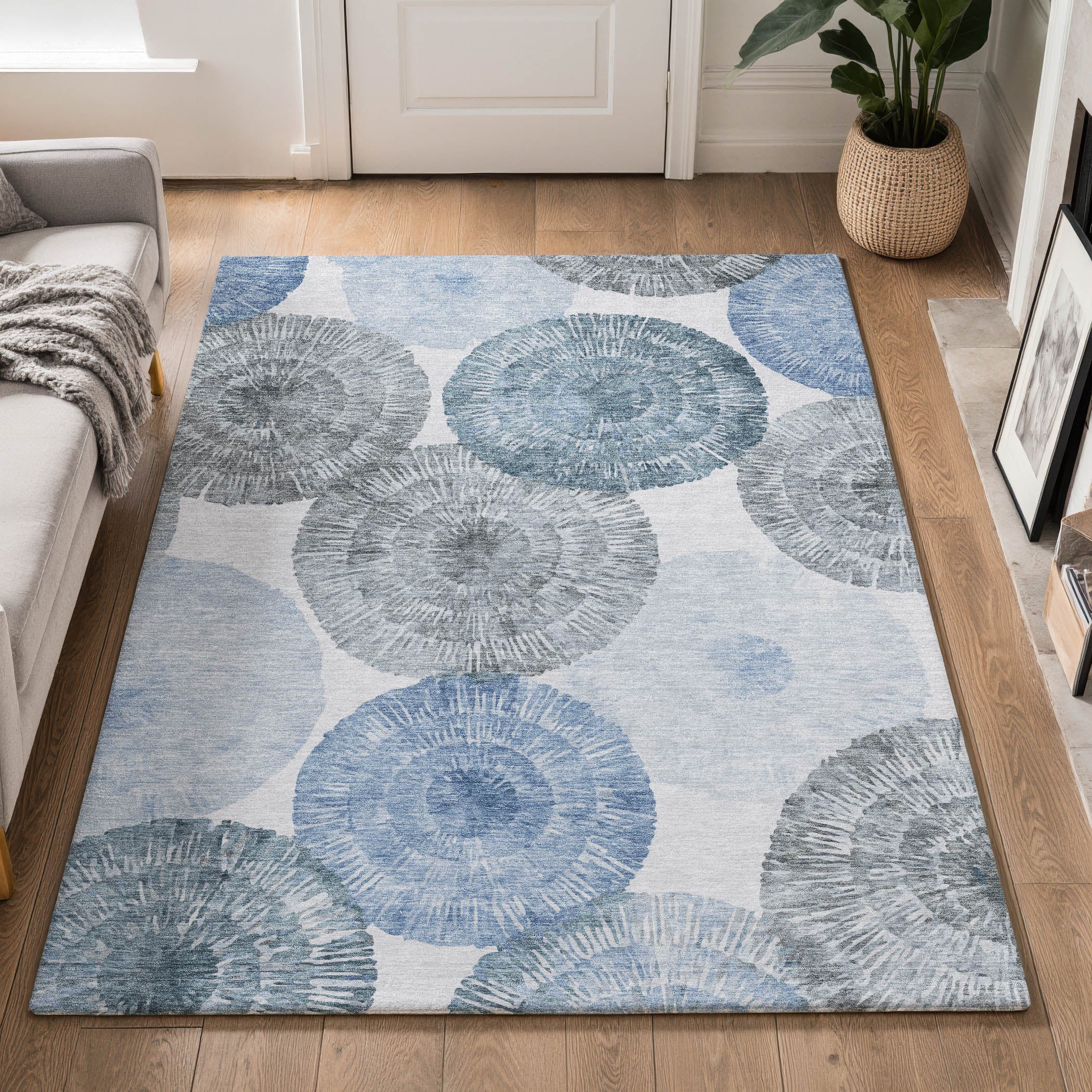 Vienna Machine Washable Transitional Denim Blue Rug 3' x 5' #shape_Rectangle