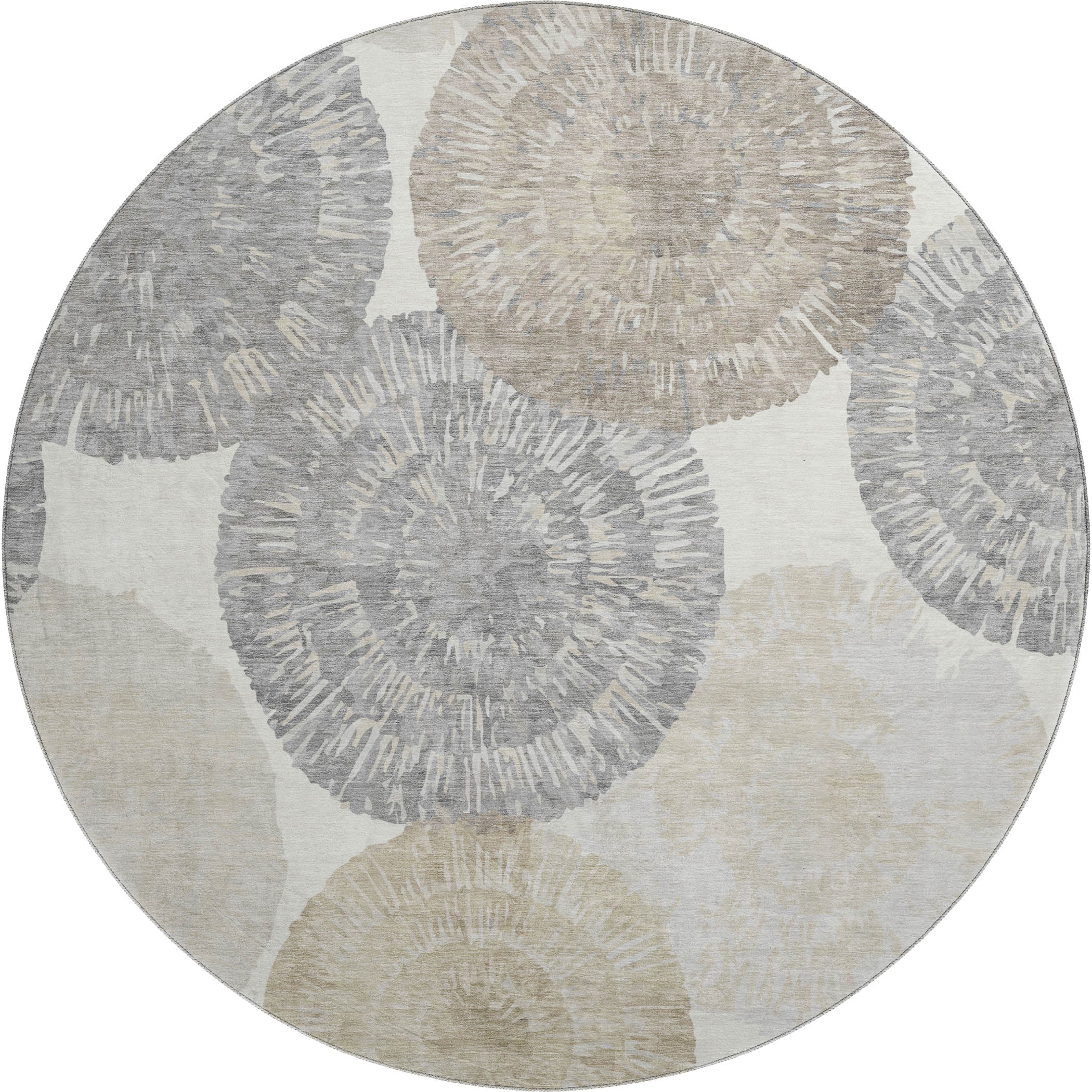 Vienna Machine Washable Transitional Linen Ivory Rug 8' x 8' #shape_Round