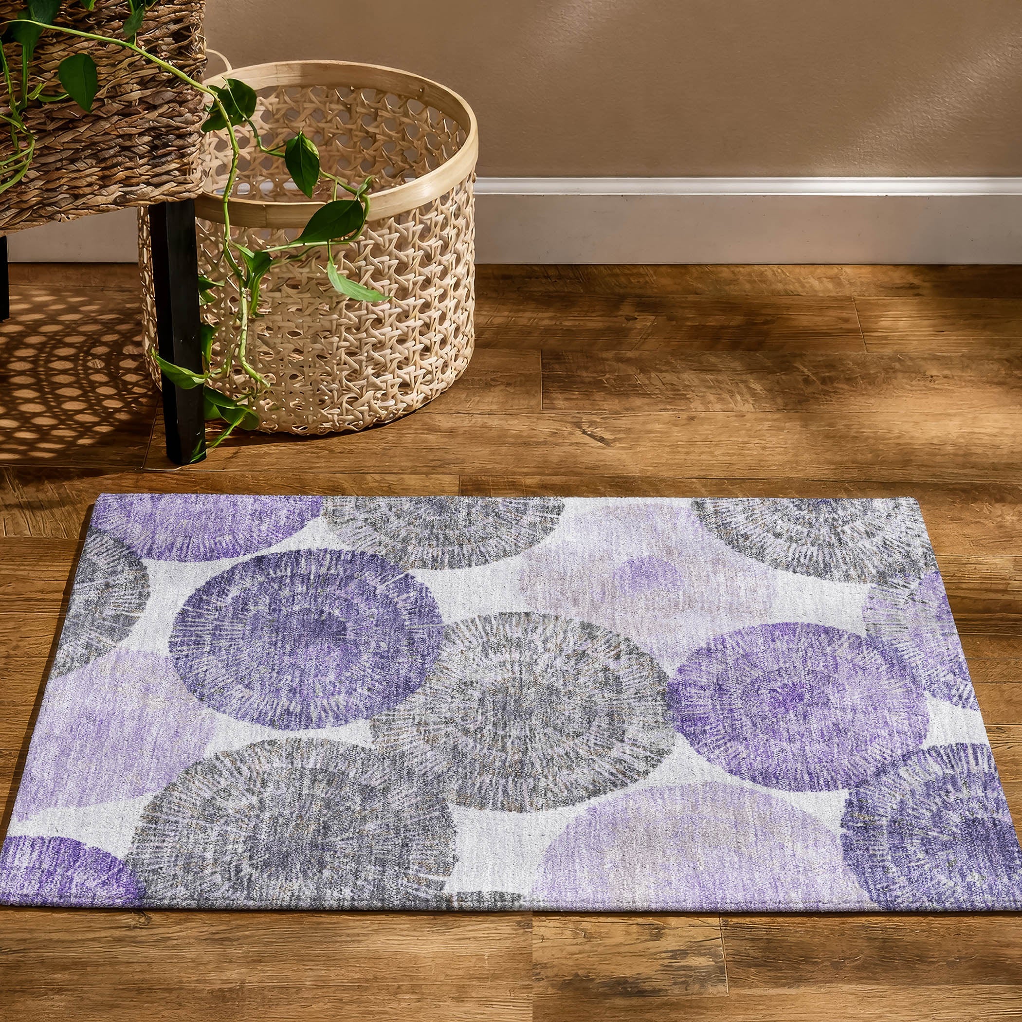 Vienna Machine Washable Transitional Plum Purple Rug 1'8" x 2'6" #shape_Rectangle